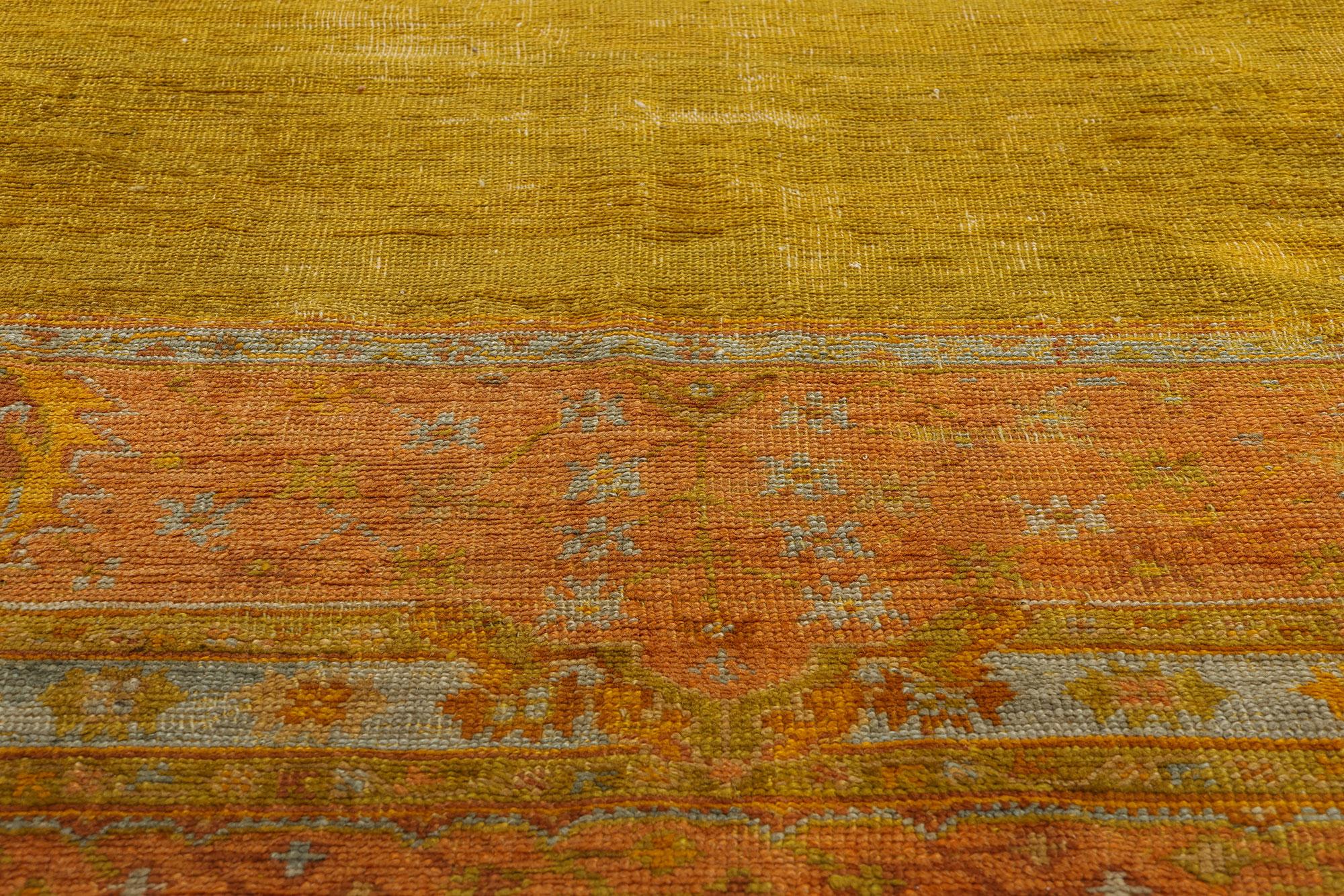 Late 19th Century Antique Gold Turkish Oushak Rug 2