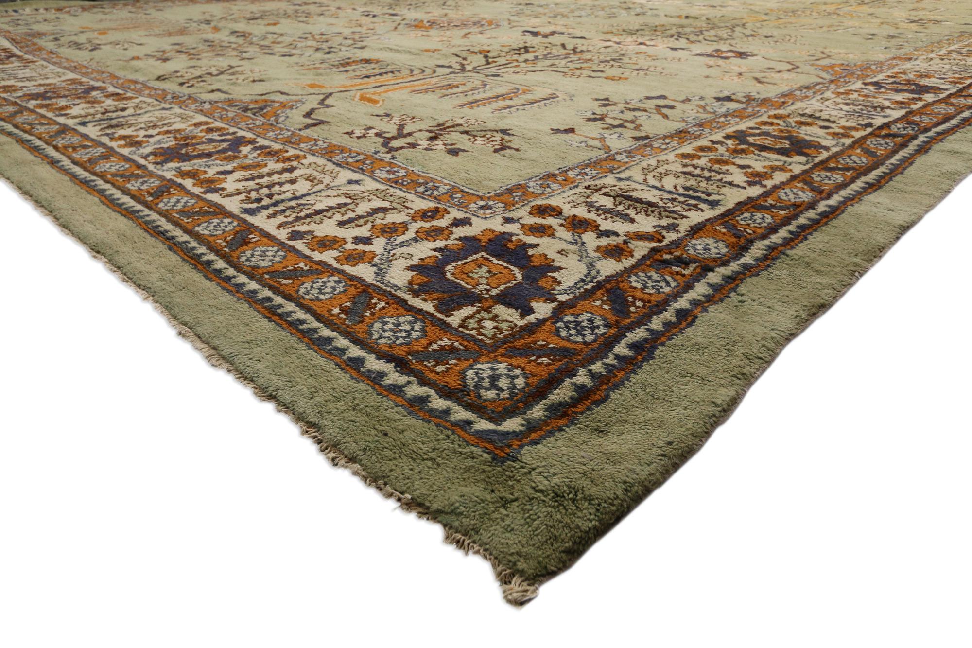 Late 19th Century Antique Green Indian Agra Tree of Life Carpet, 18'07 x 30'07 In Good Condition For Sale In Dallas, TX