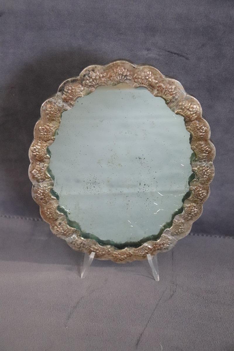 Late 19th Century Antique Hand Mirror with Silverplate Frame In Good Condition For Sale In Casale Monferrato, IT