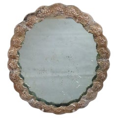 Late 19th Century Antique Hand Mirror with Silverplate Frame