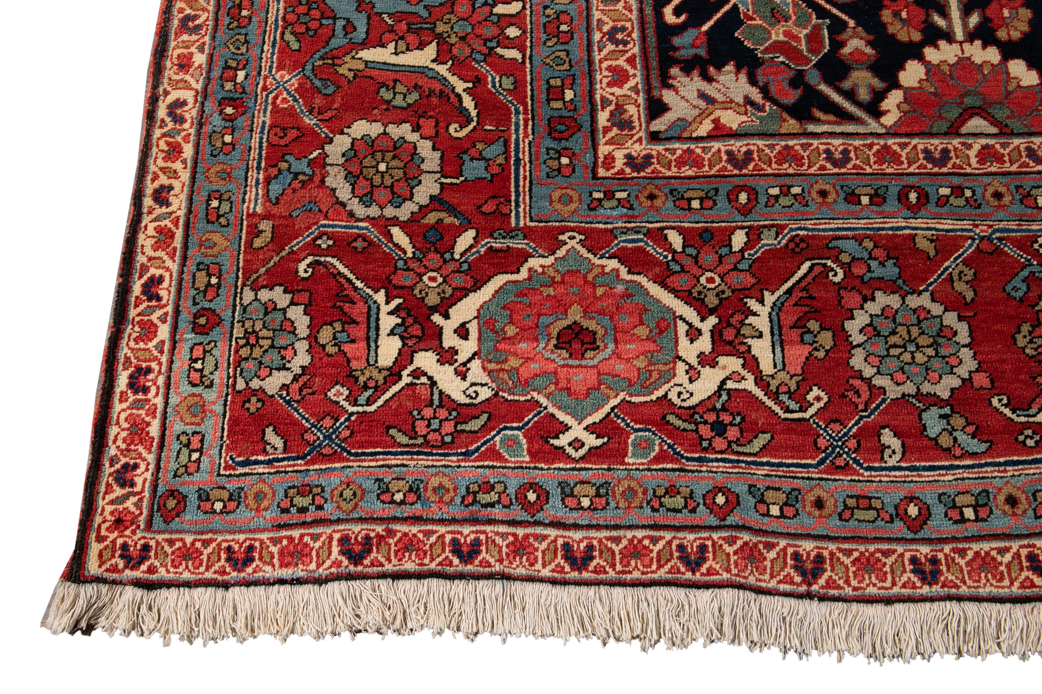 Late 19th Century Antique Heriz Oversize Wool Rug For Sale 5