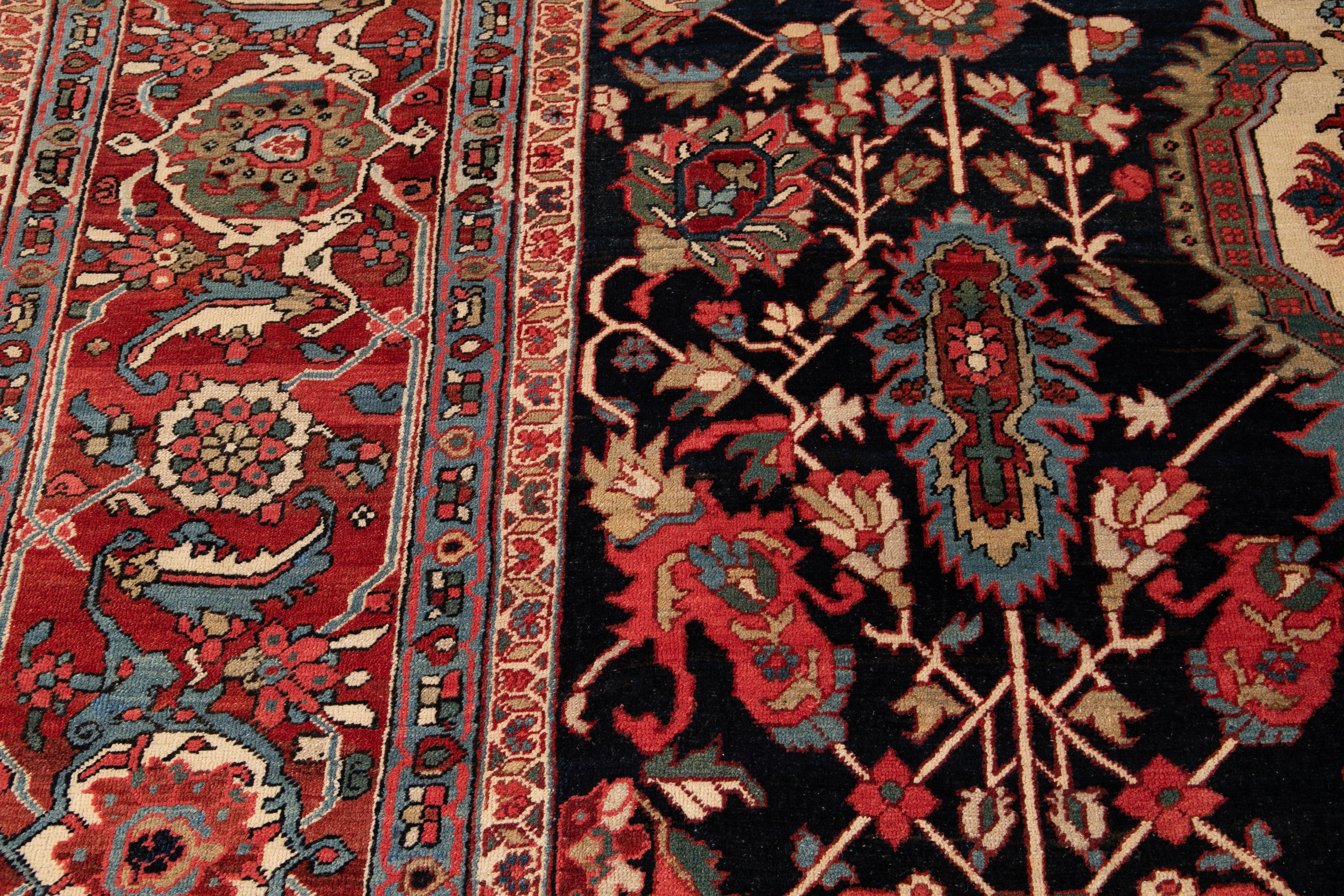 Late 19th Century Antique Heriz Oversize Wool Rug For Sale 7