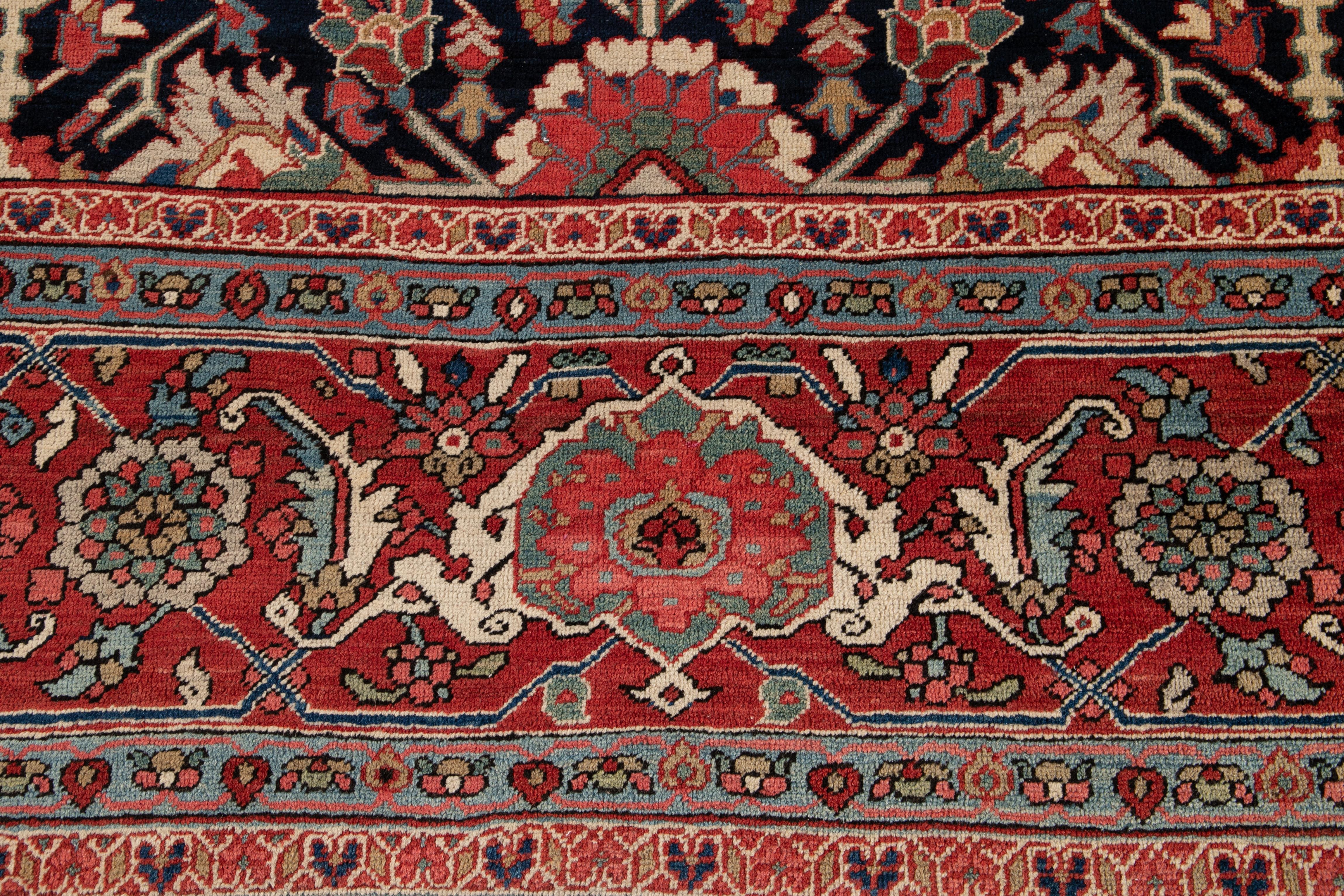 Late 19th Century Antique Heriz Oversize Wool Rug For Sale 11