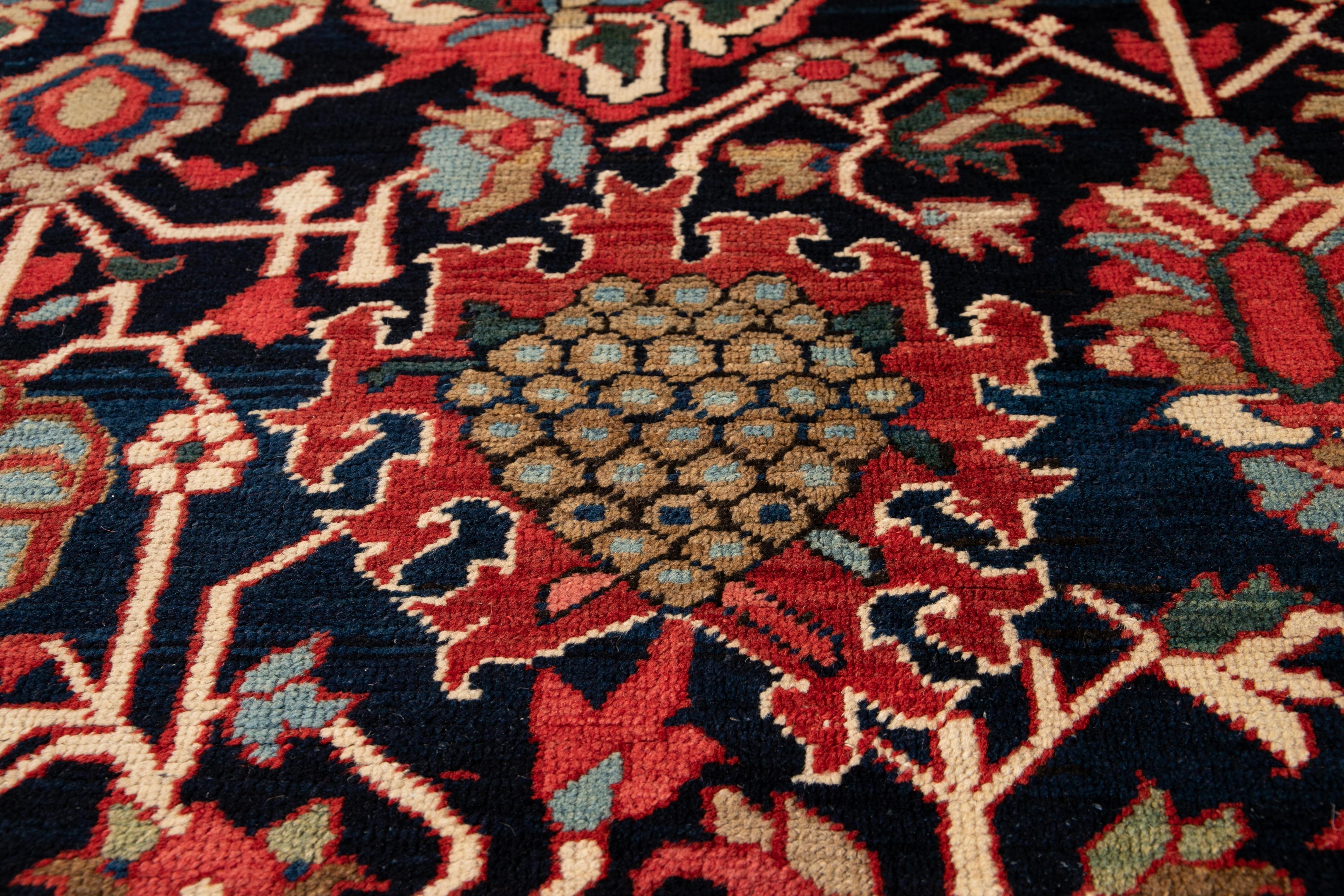 Late 19th Century Antique Heriz Oversize Wool Rug For Sale 13