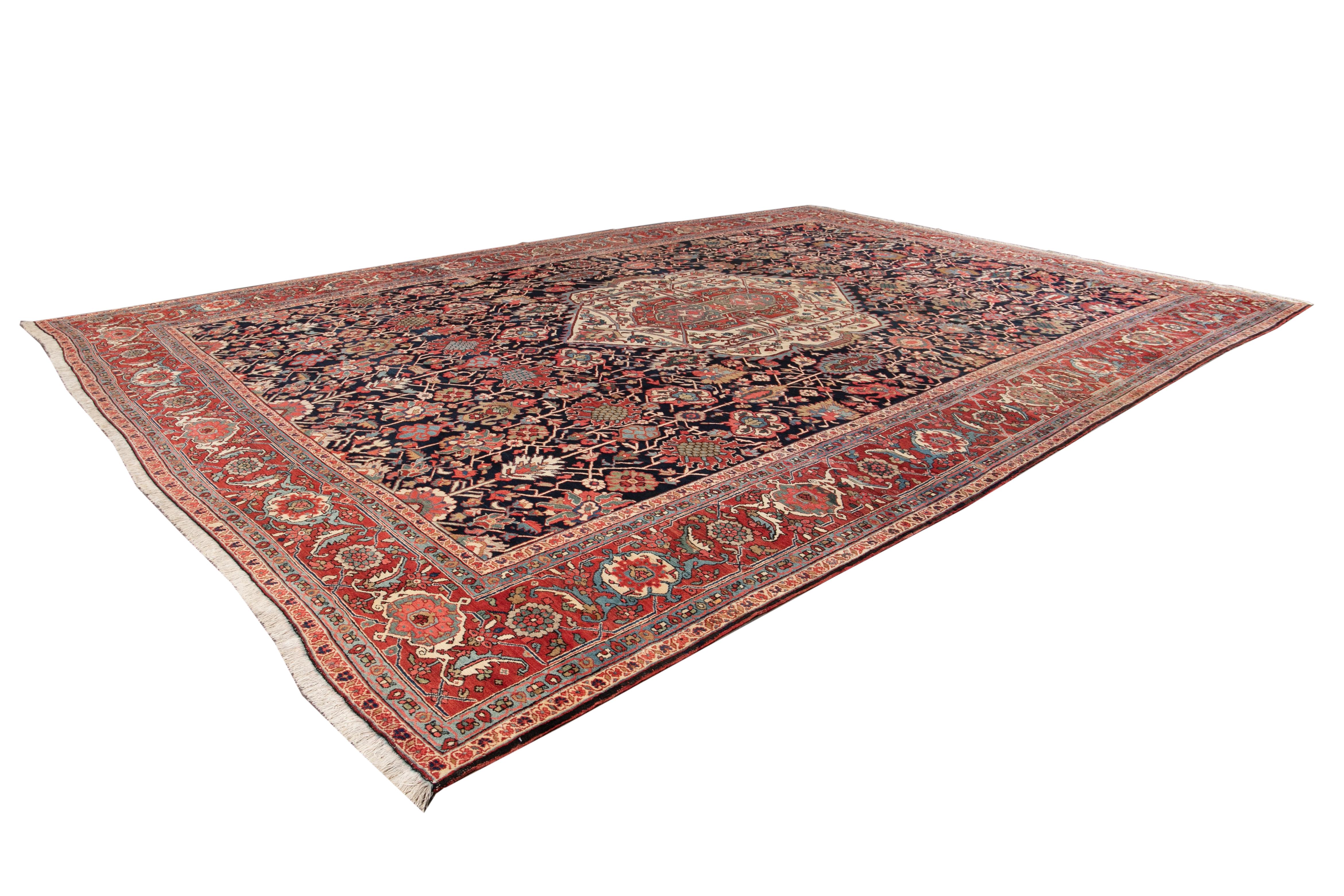 Late 19th Century Antique Heriz Oversize Wool Rug For Sale 15