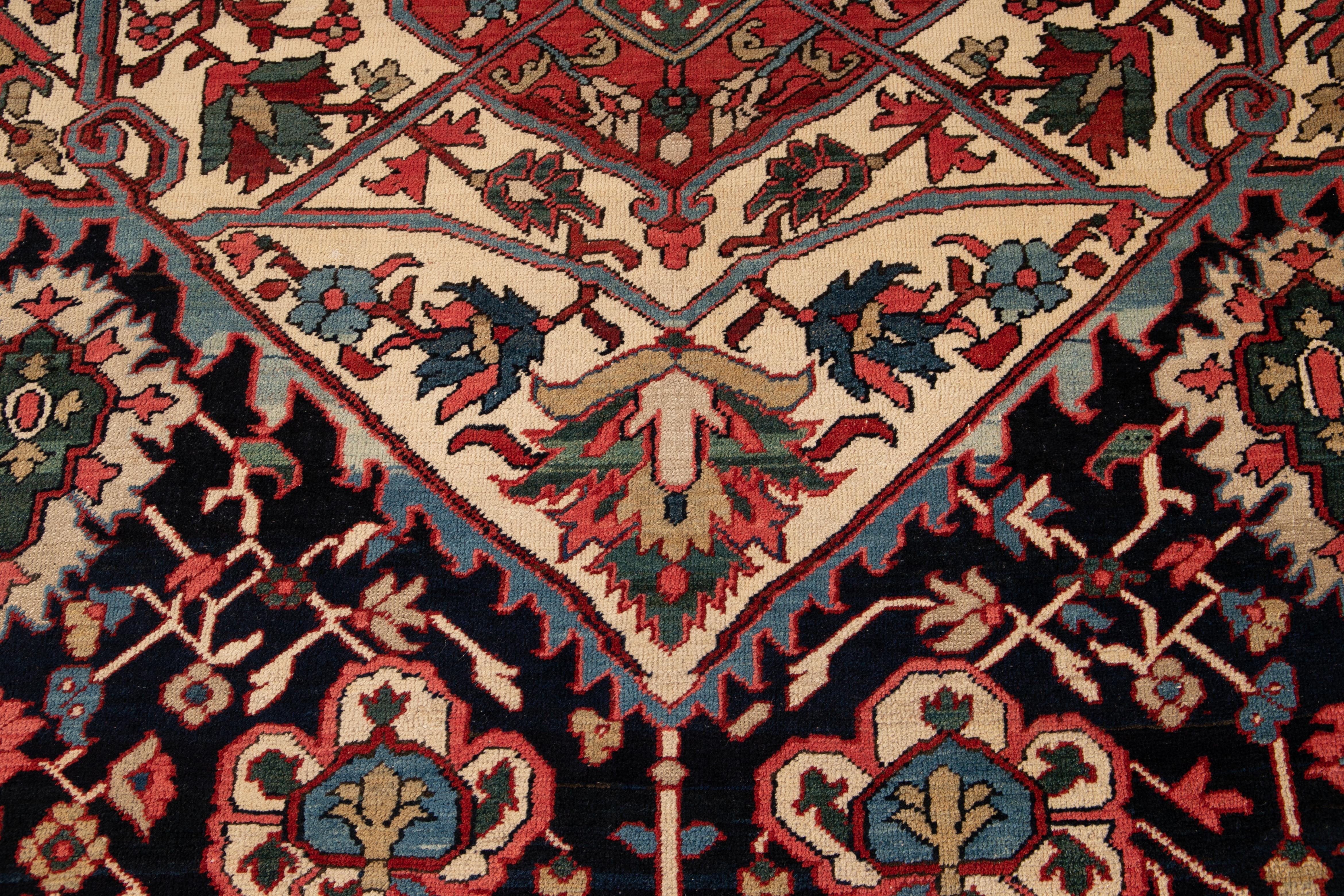 Persian Late 19th Century Antique Heriz Oversize Wool Rug For Sale