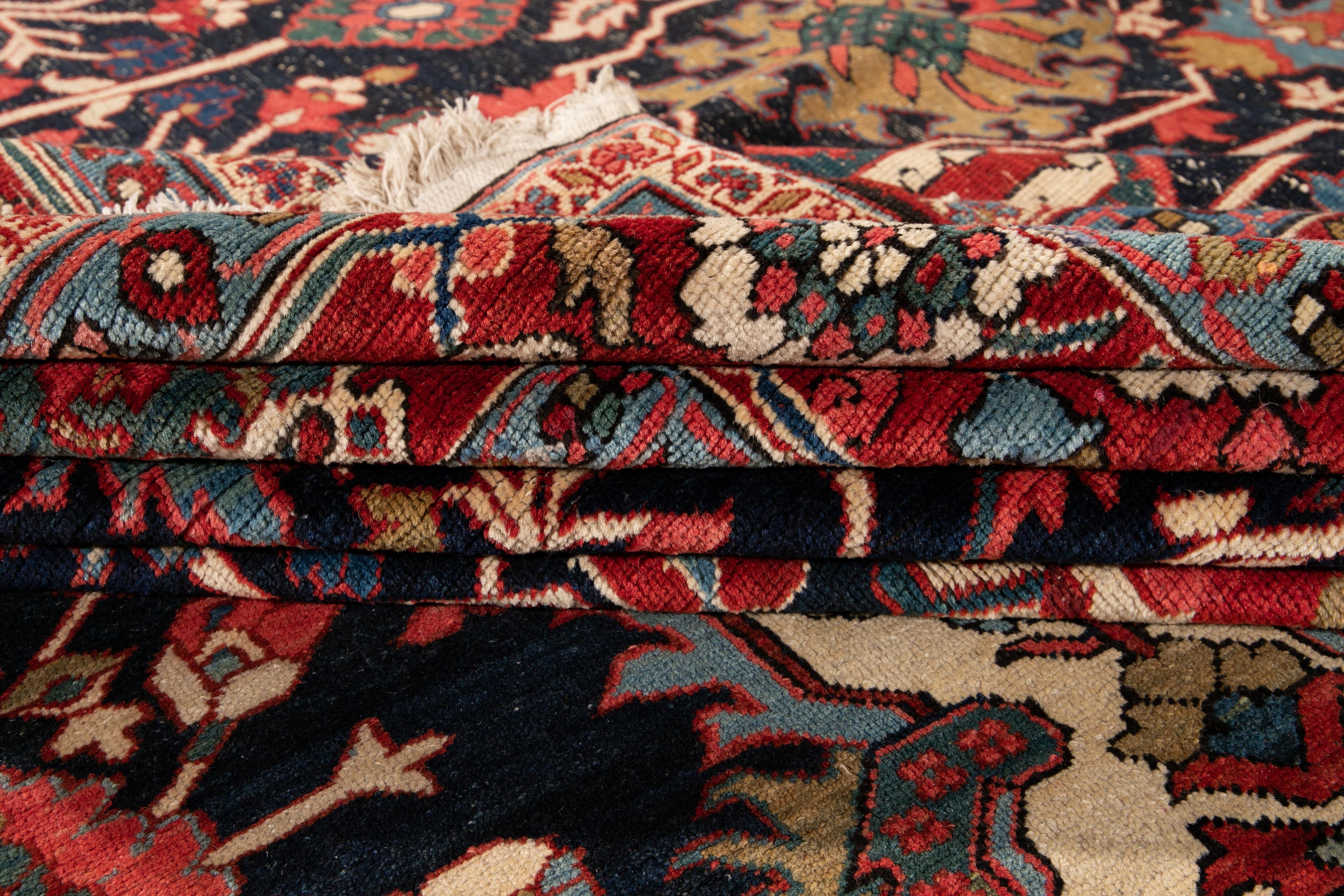 Hand-Knotted Late 19th Century Antique Heriz Oversize Wool Rug For Sale