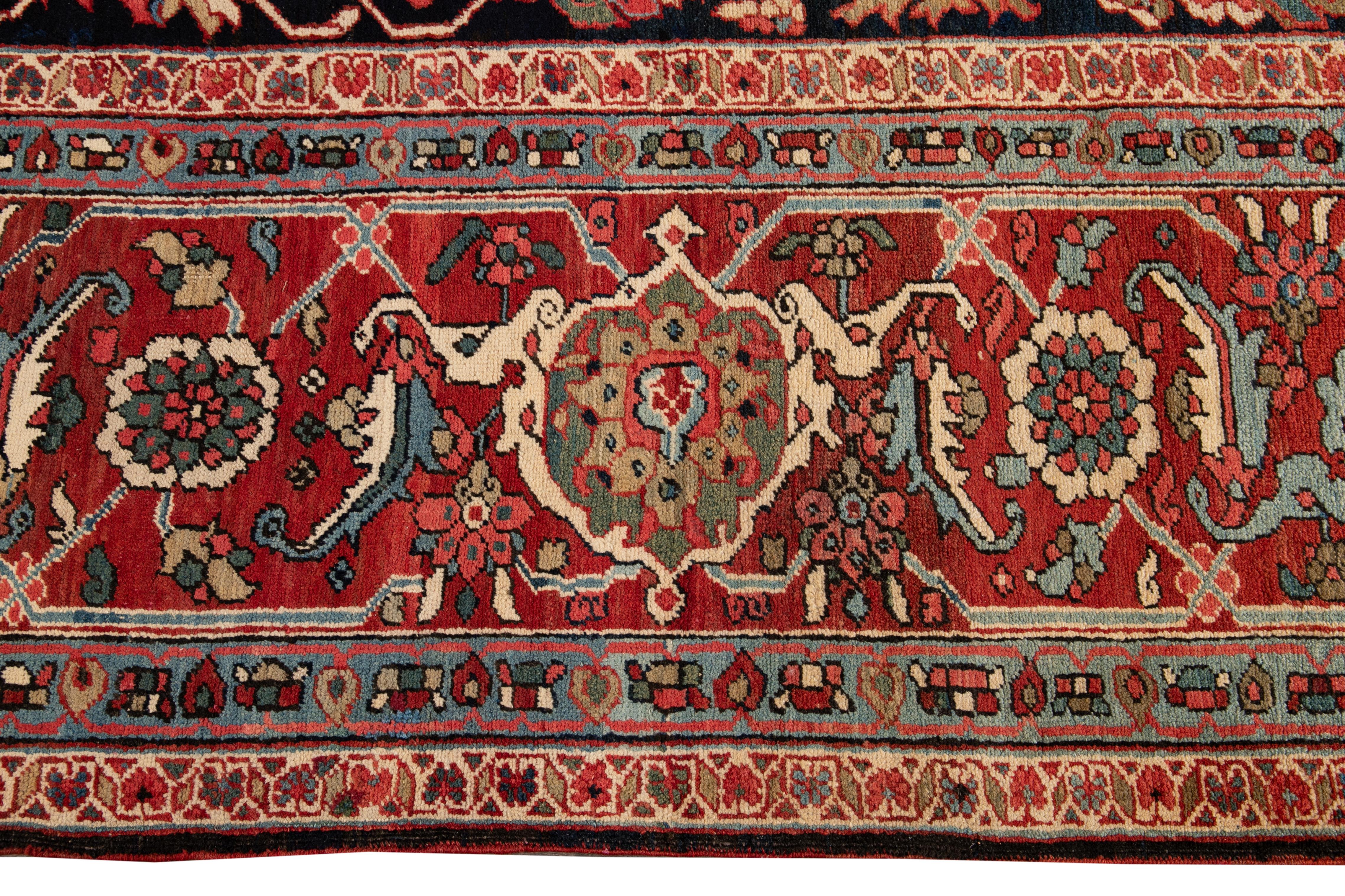 Late 19th Century Antique Heriz Oversize Wool Rug For Sale 1