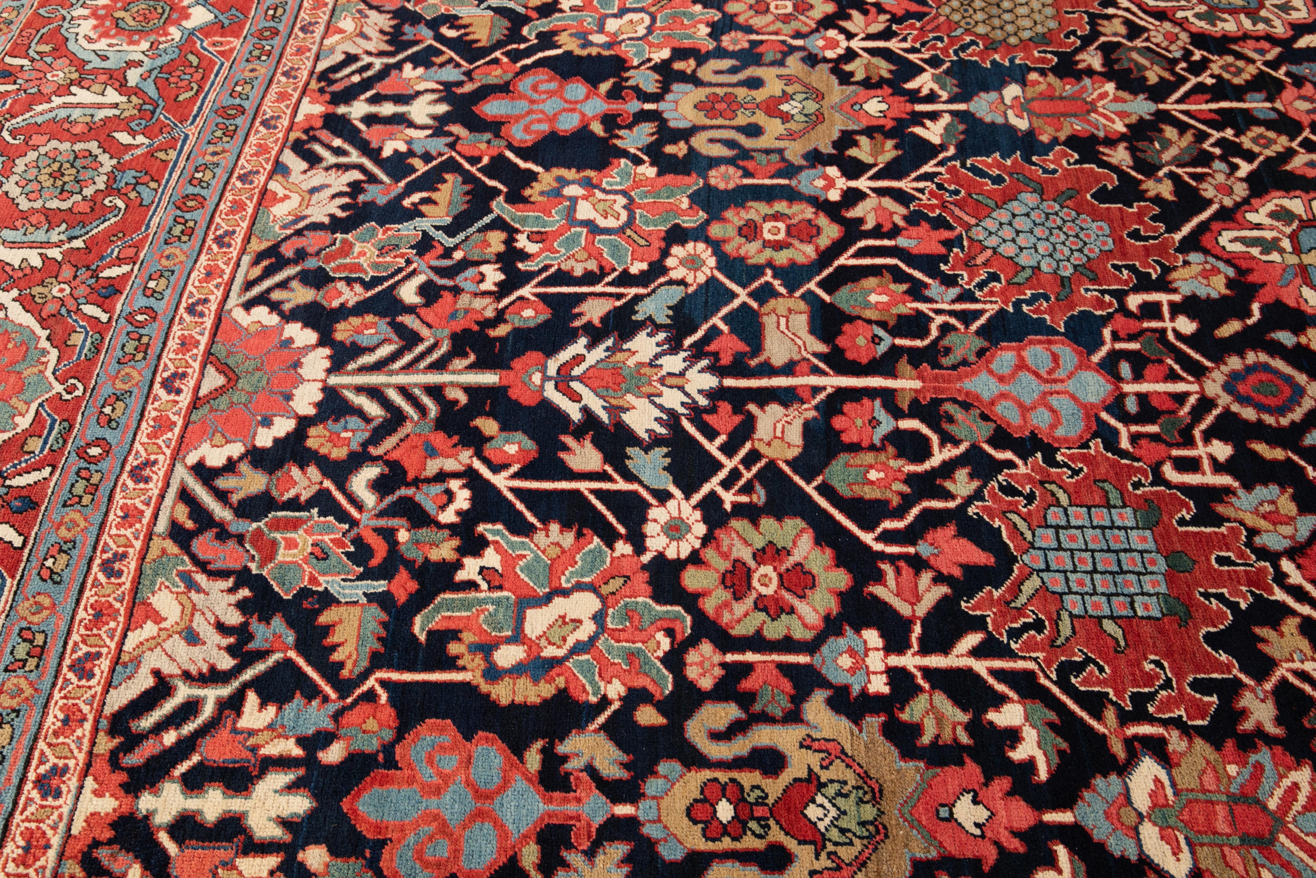Late 19th Century Antique Heriz Oversize Wool Rug For Sale 3