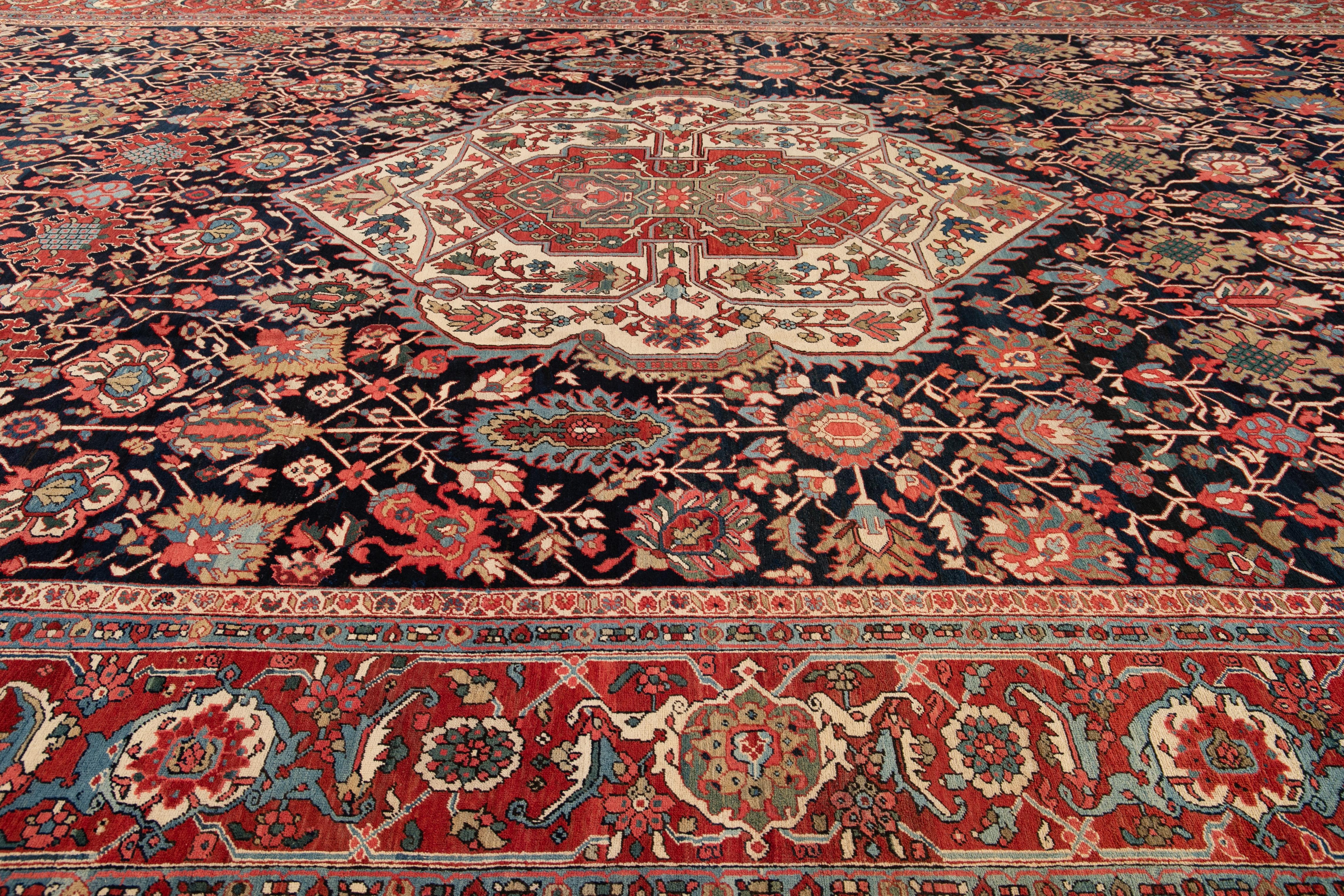 Late 19th Century Antique Heriz Oversize Wool Rug For Sale 4