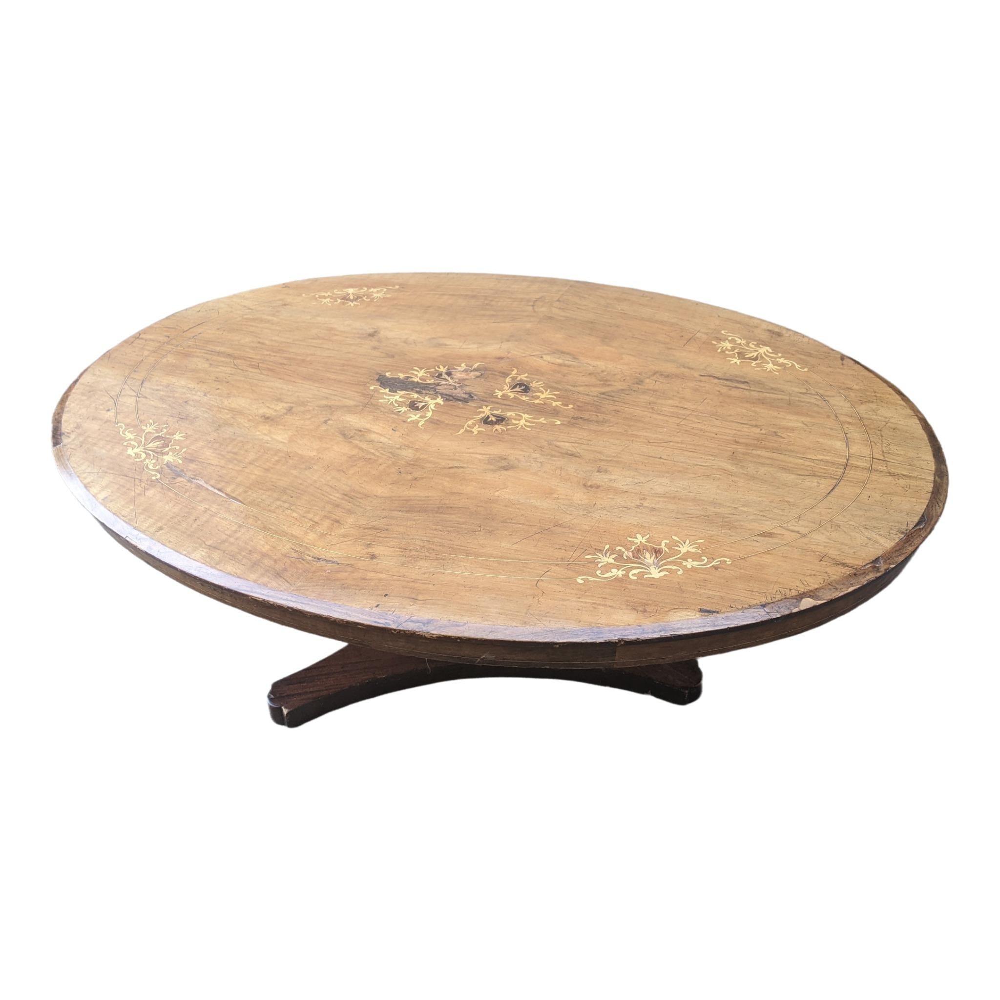 Late 19th Century Antique Hybridized Inlaid Victorian and Empire Coffee Table For Sale 5