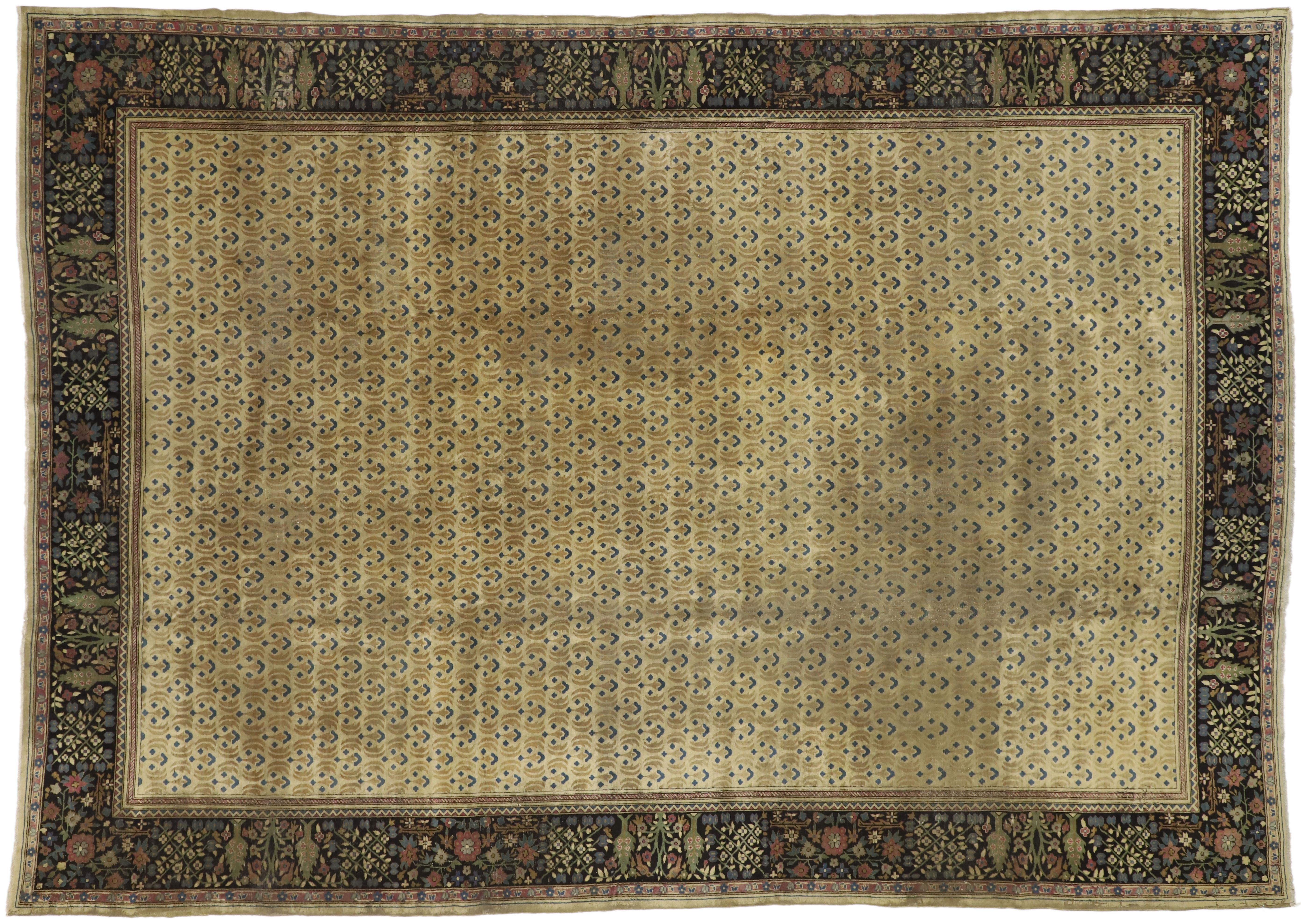 Late 19th Century Antique Indian Agra Rug with Art Deco Style For Sale 3