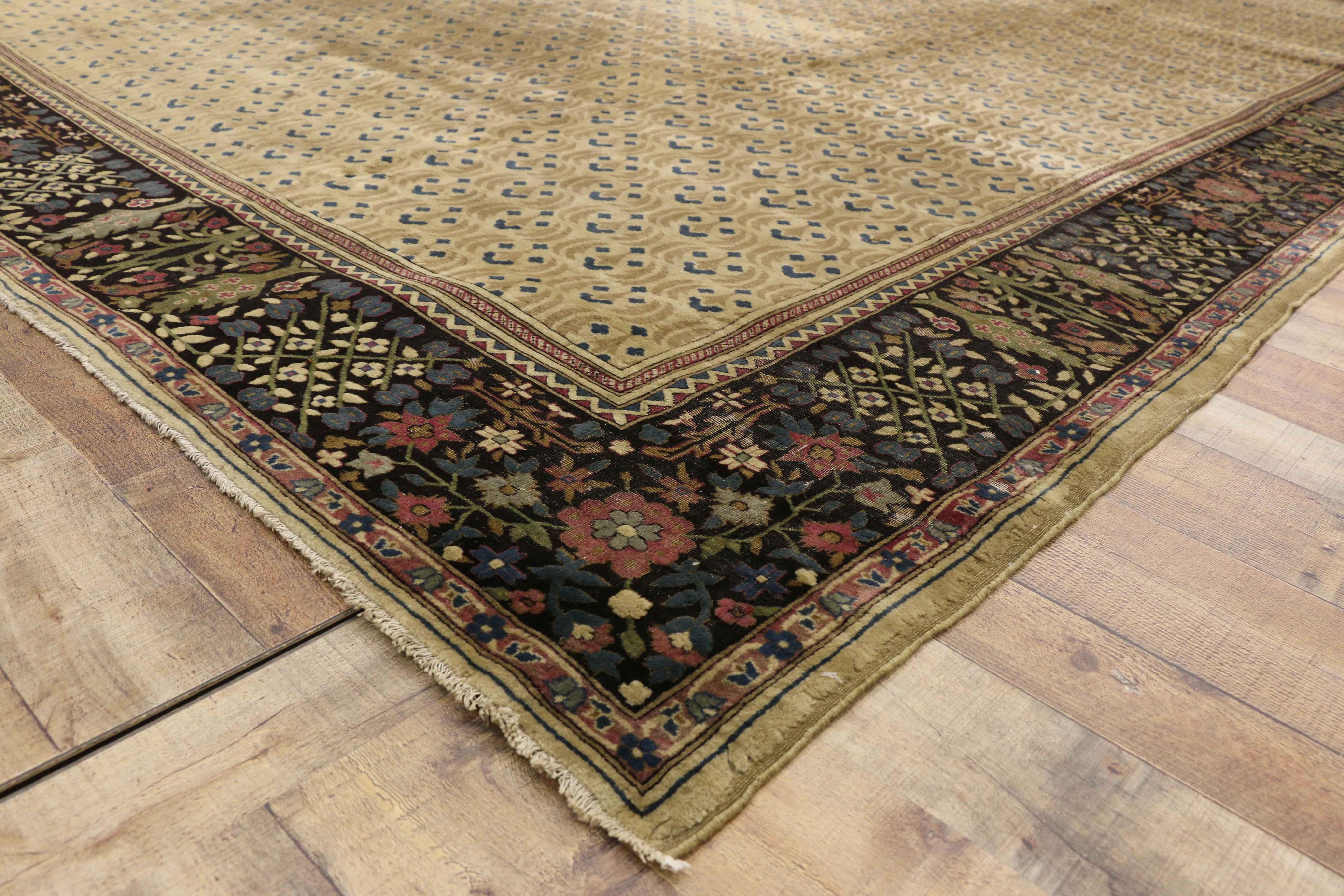 Wool Late 19th Century Antique Indian Agra Rug with Art Deco Style For Sale