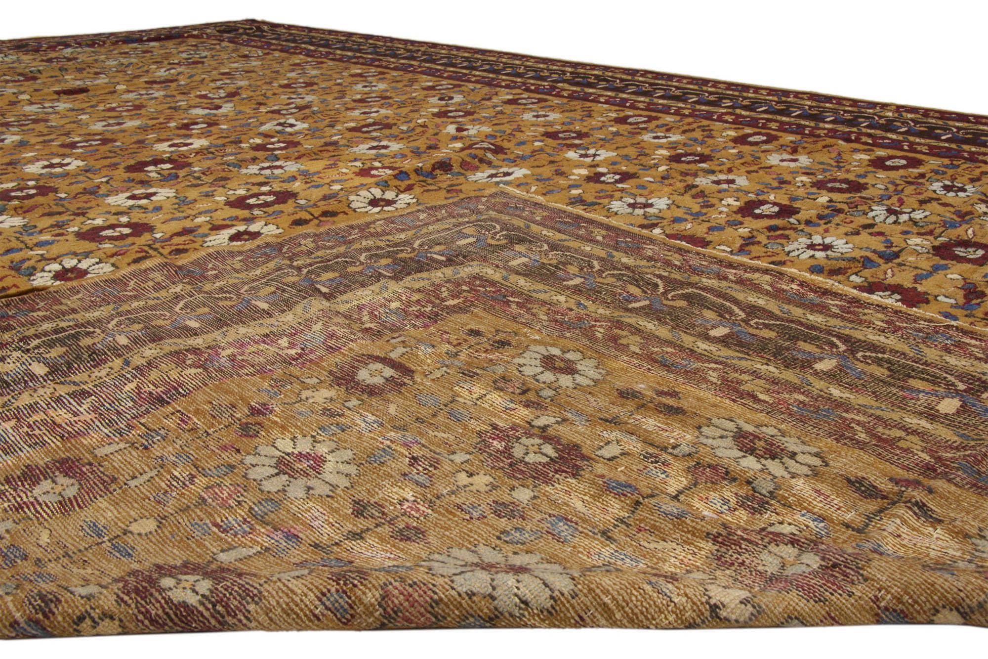 Wool Late 19th Century Antique Indian Agra Carpet, 12'00 x 16'09 For Sale