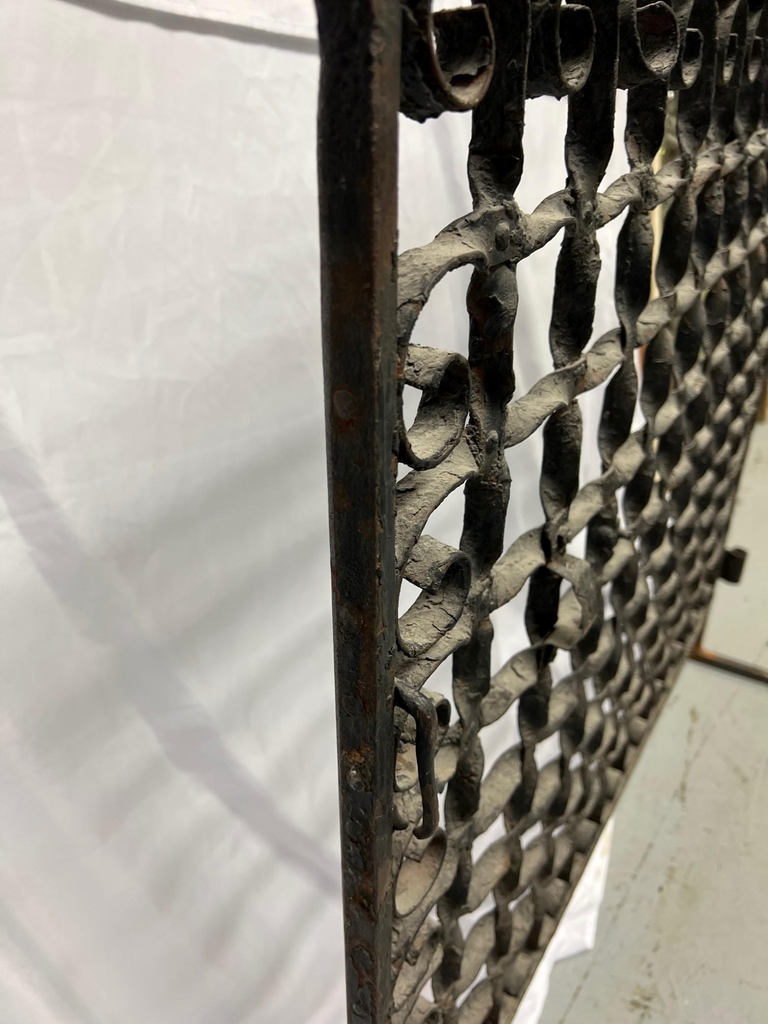 Late 19th Century Antique Iron Garden Gate or Iron Gate Fire Screen on Stand For Sale 7