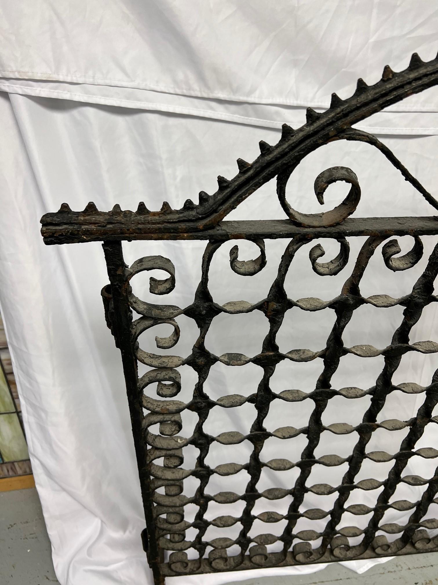 Late 19th Century Antique Iron Garden Gate or Iron Gate Fire Screen on Stand For Sale 9