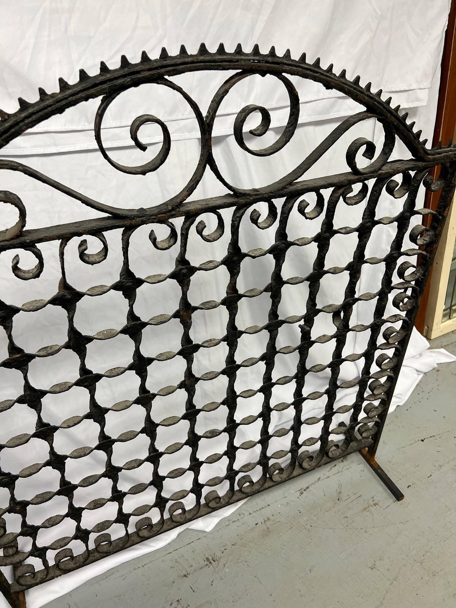 Late 19th Century Antique Iron Garden Gate or Iron Gate Fire Screen on Stand For Sale 10