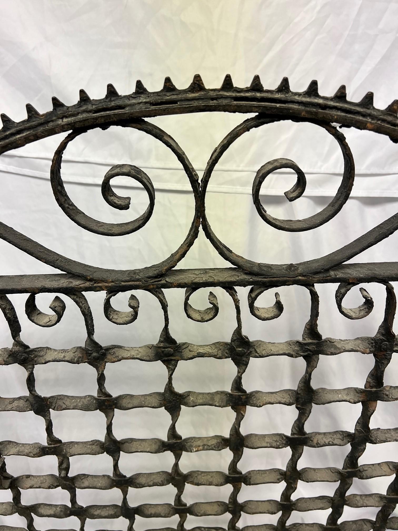 Late 19th Century Antique Iron Garden Gate or Iron Gate Fire Screen on Stand In Good Condition For Sale In Stamford, CT