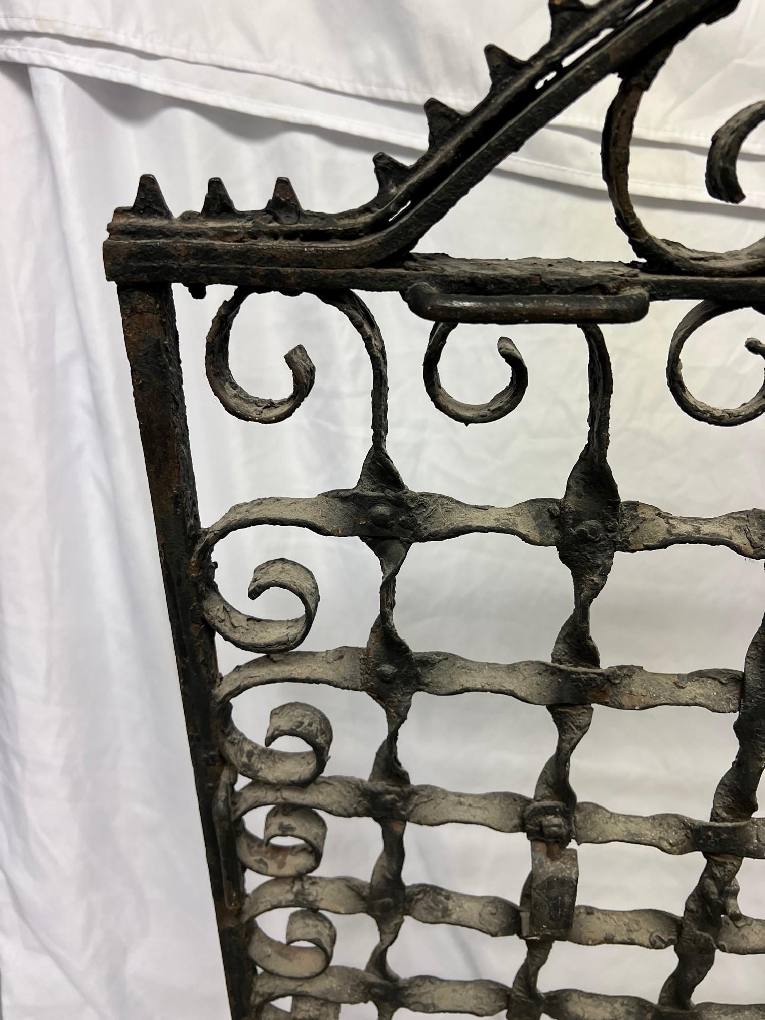Late 19th Century Antique Iron Garden Gate or Iron Gate Fire Screen on Stand For Sale 1