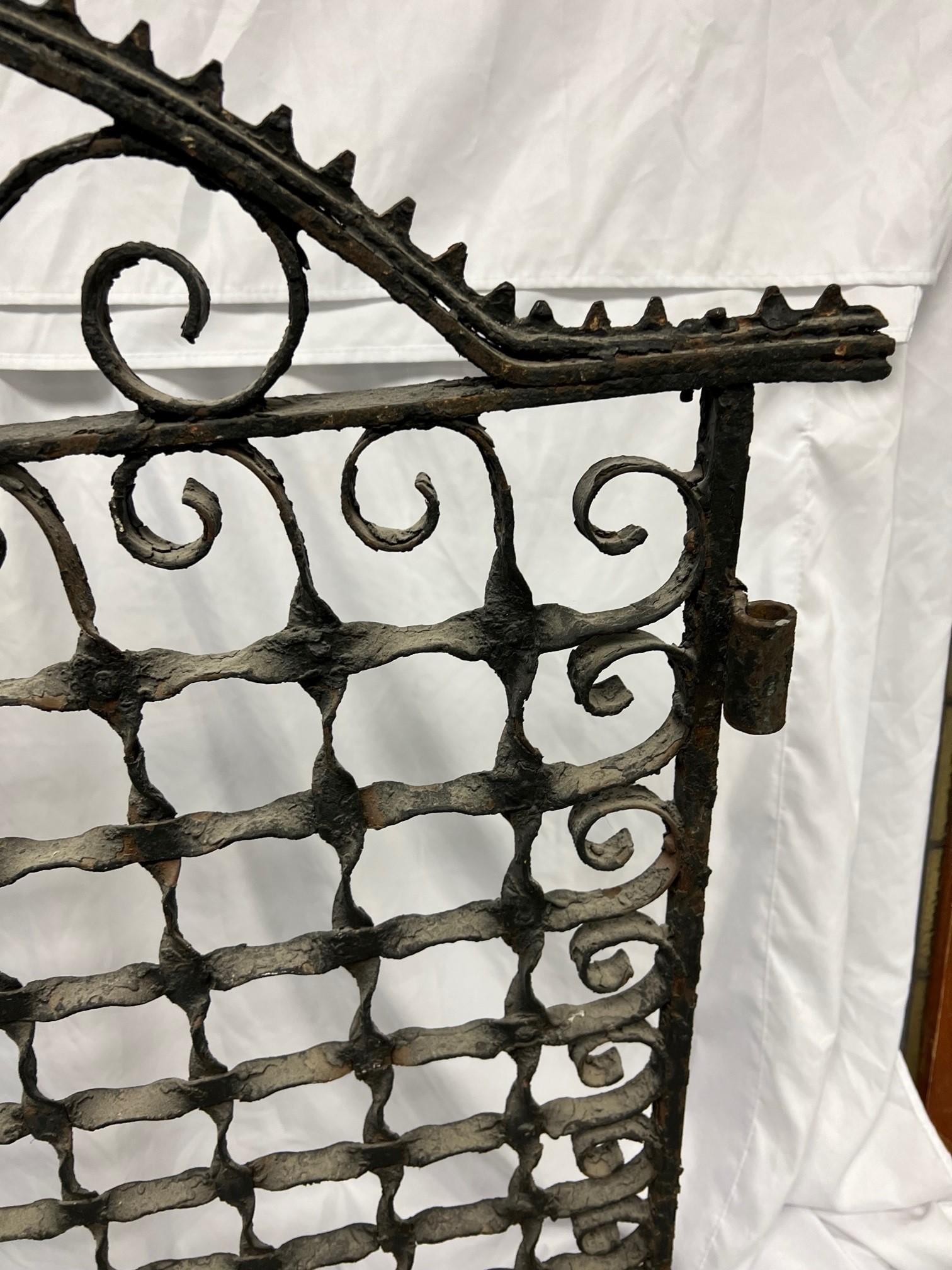 Late 19th Century Antique Iron Garden Gate or Iron Gate Fire Screen on Stand For Sale 2