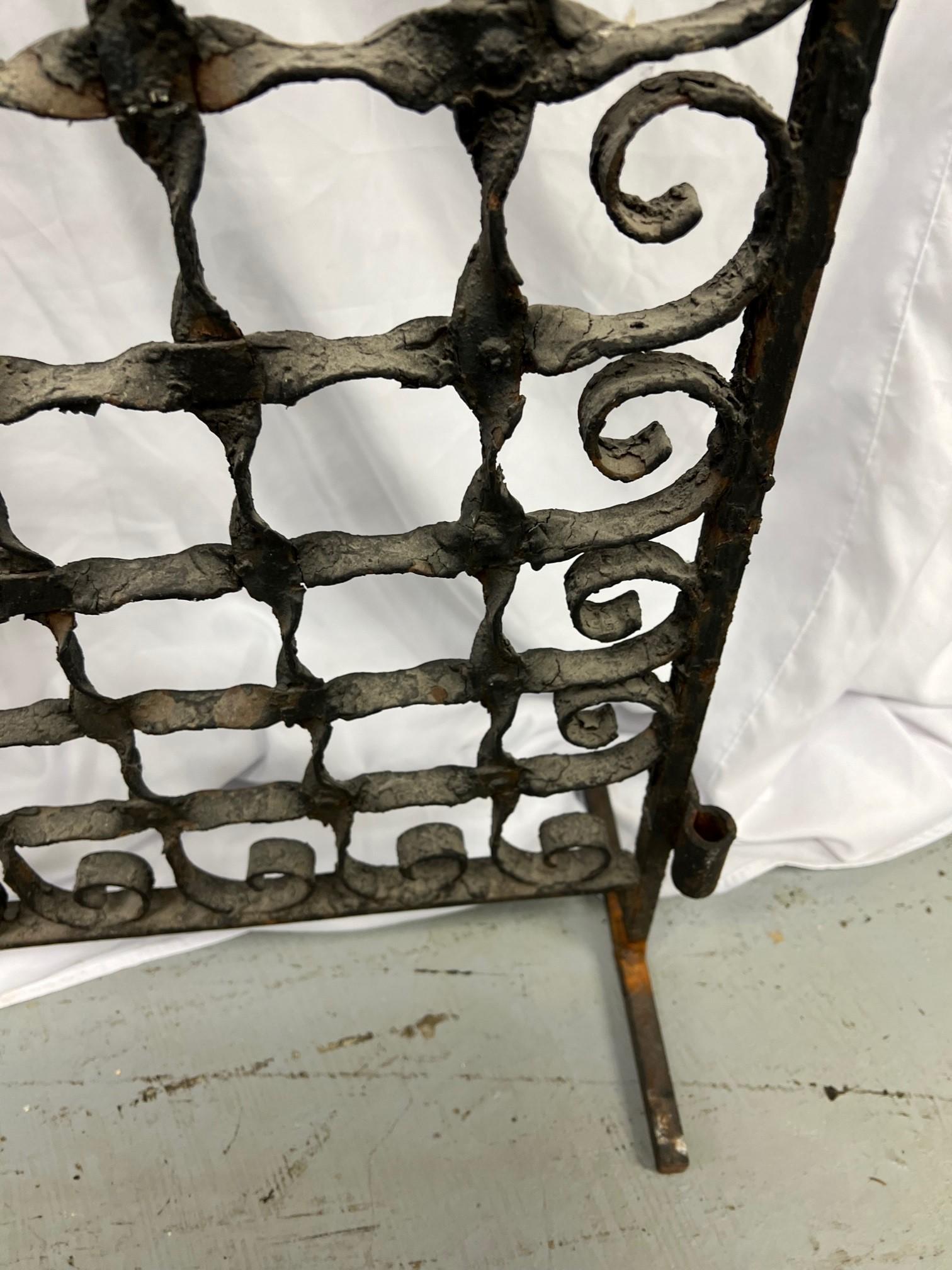 Late 19th Century Antique Iron Garden Gate or Iron Gate Fire Screen on Stand For Sale 3