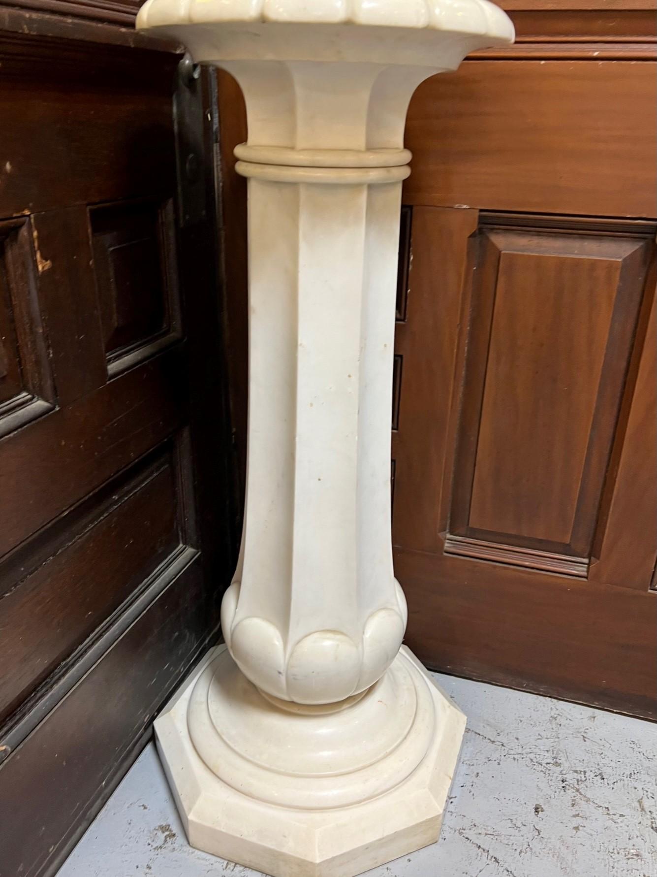 Late 19th Century Antique Italian Carrara Marble Carved Pedestal In Good Condition For Sale In Stamford, CT