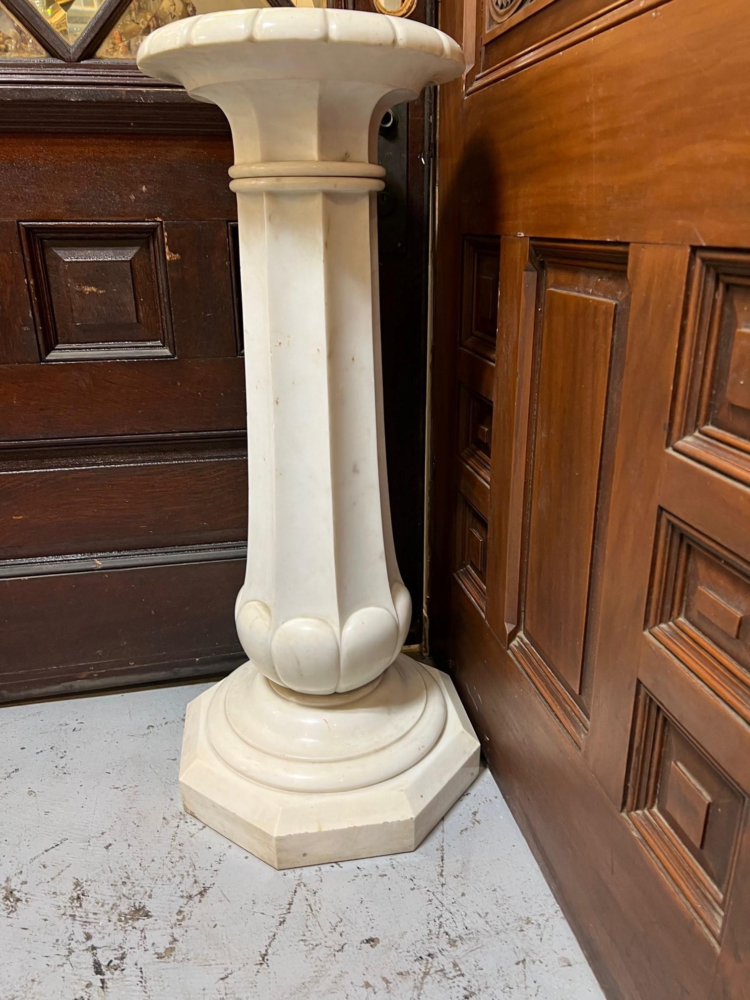 Late 19th Century Antique Italian Carrara Marble Carved Pedestal For Sale 1