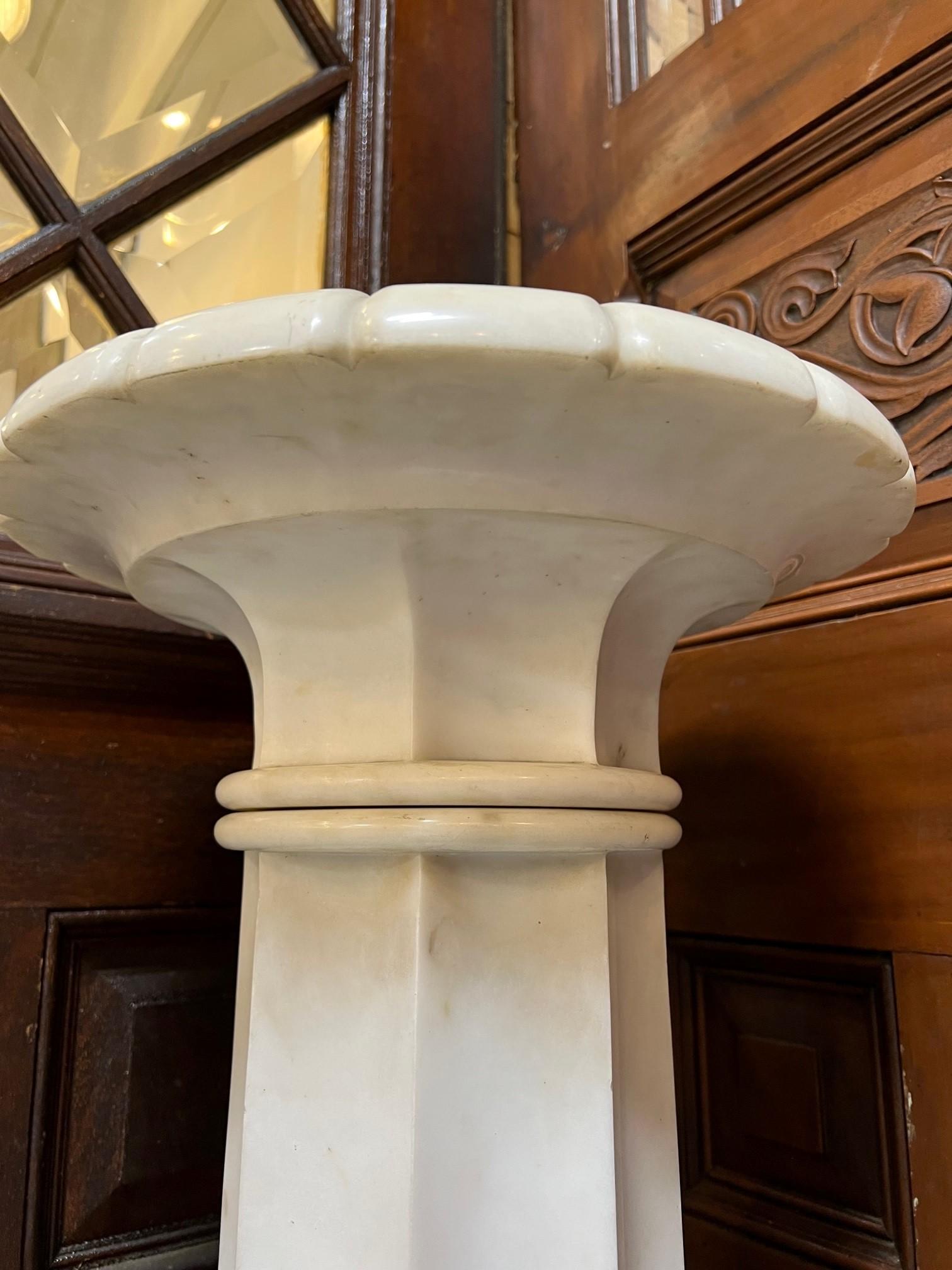 Late 19th Century Antique Italian Carrara Marble Carved Pedestal For Sale 2