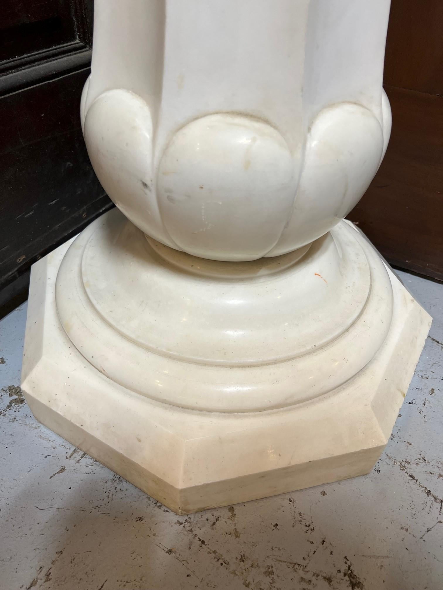 Late 19th Century Antique Italian Carrara Marble Carved Pedestal For Sale 3