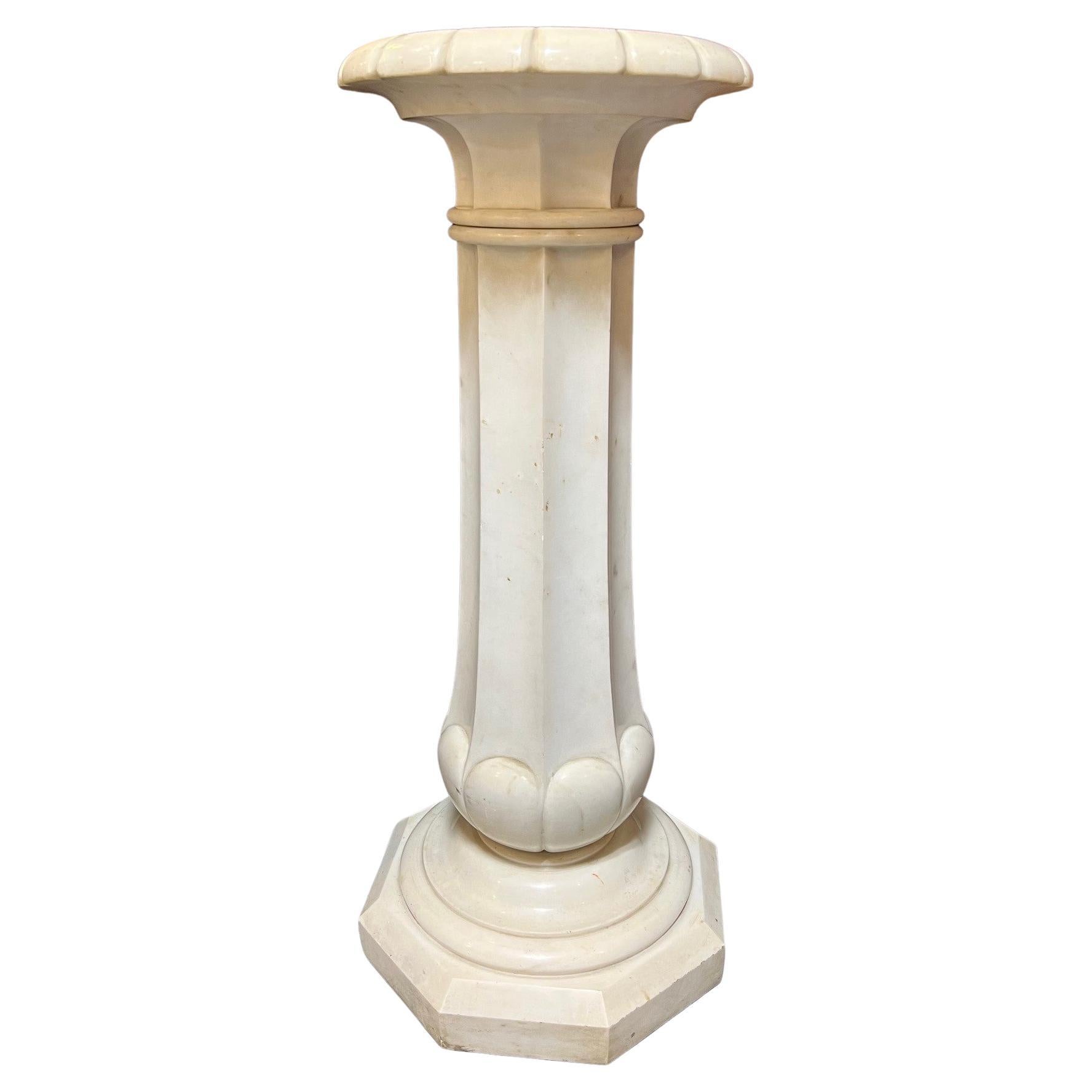 Late 19th Century Antique Italian Carrara Marble Carved Pedestal