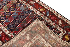 19th Century Antique Kazak Handmade Multicolor Wool Runner