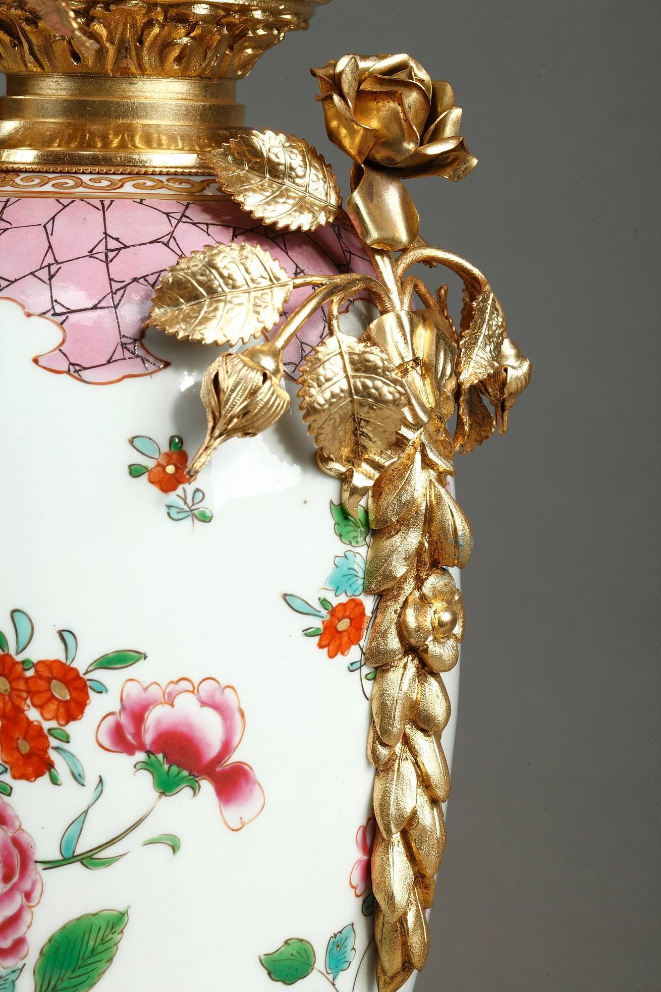 Late 19th Century Antique Lamps in Famille Rose Chinese Porcelain Taste (19. Jahrhundert)