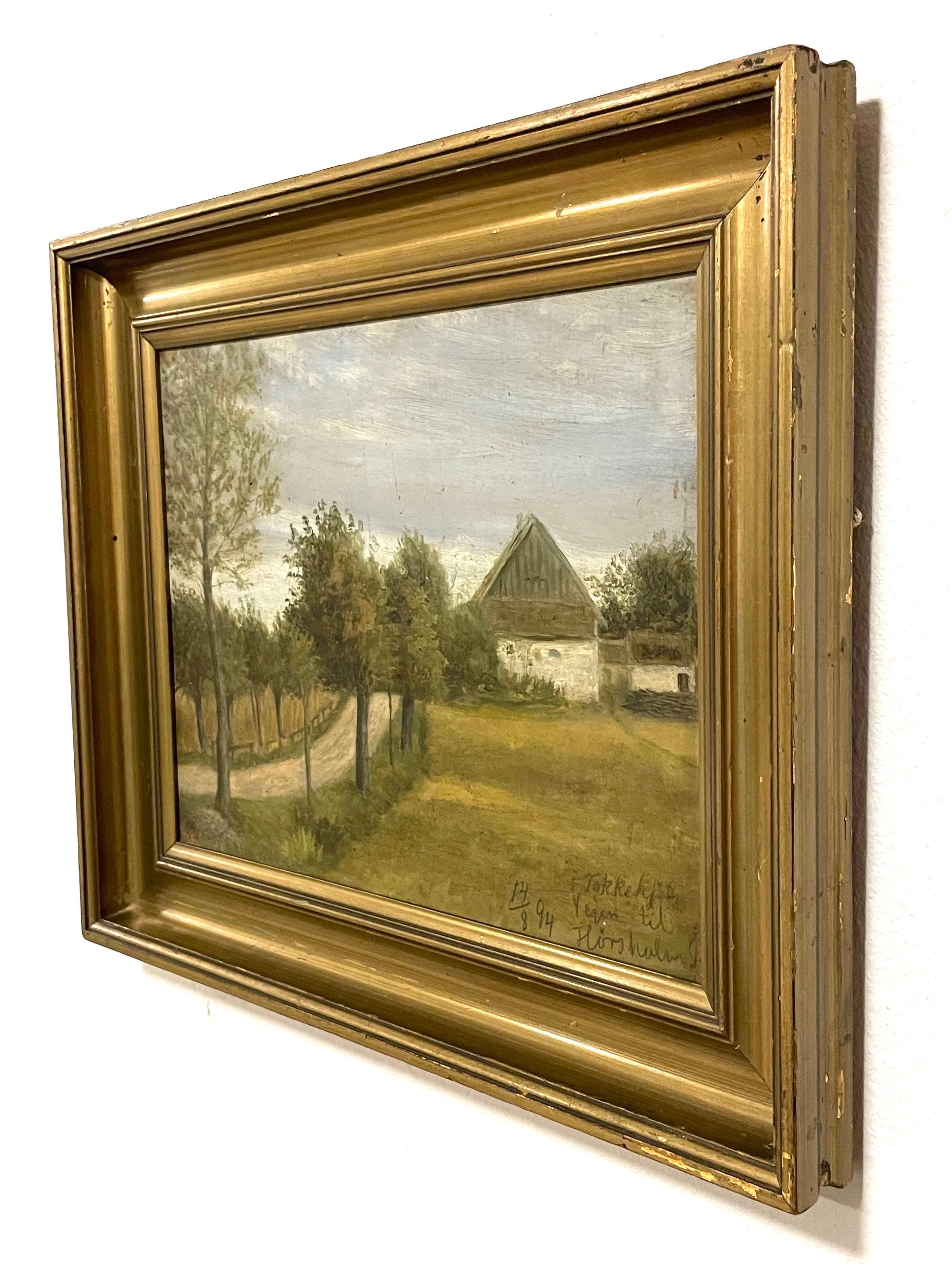 Late 19th century antique landscape oil painting with motive from Hørsholm For Sale 4