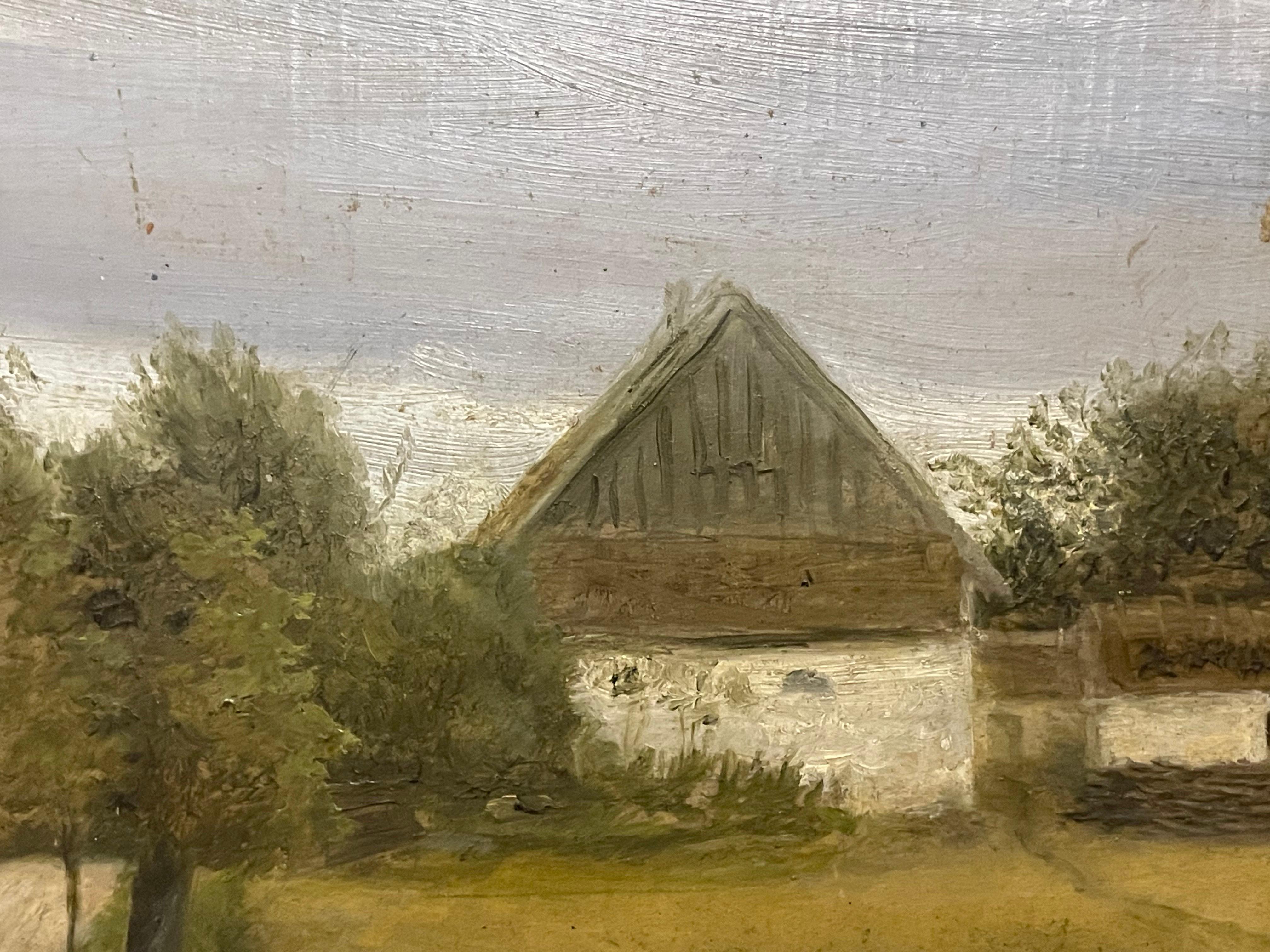 Danish Late 19th century antique landscape oil painting with motive from Hørsholm For Sale