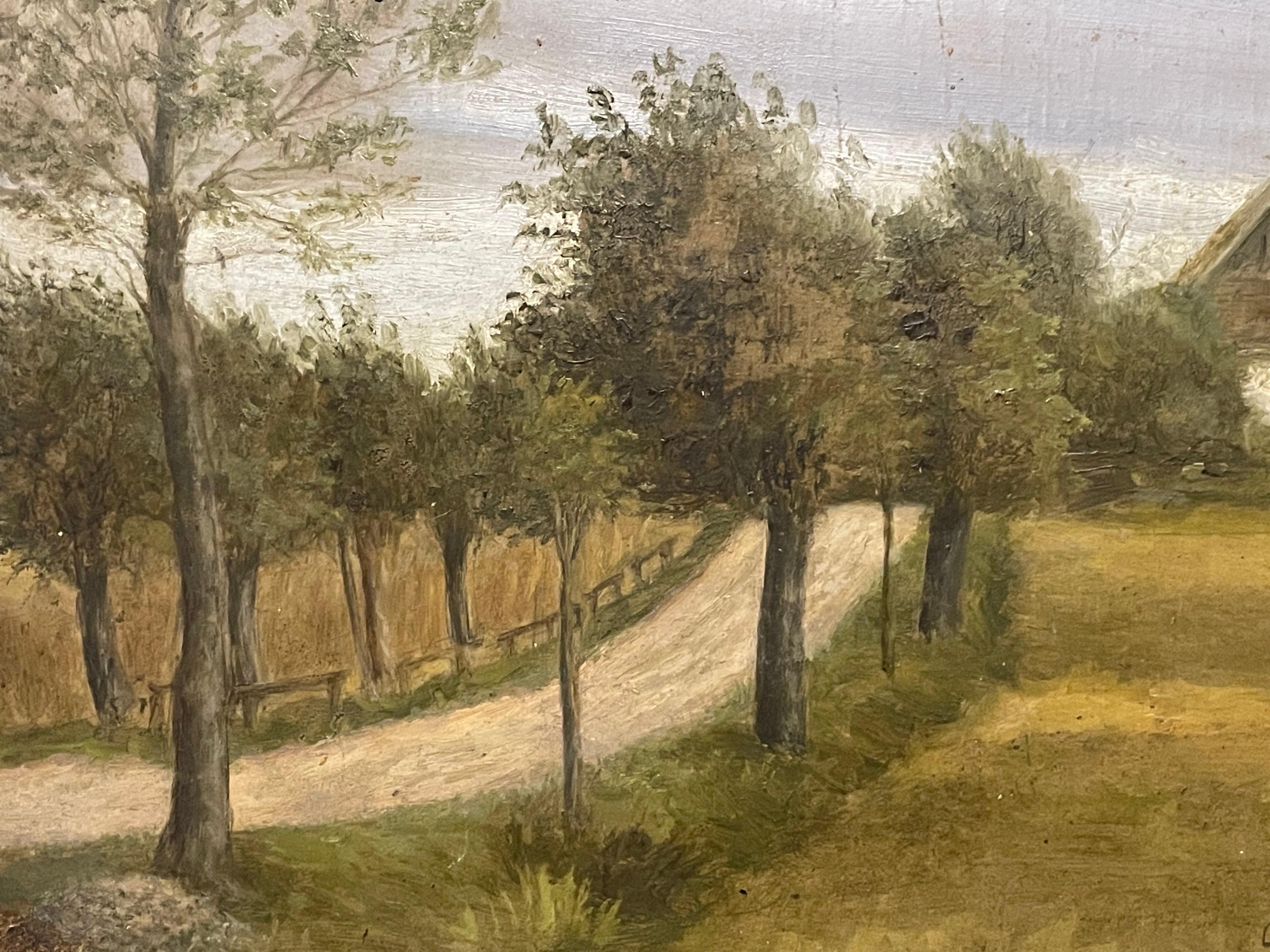 Late 19th century antique landscape oil painting with motive from Hørsholm In Good Condition For Sale In Ebberup, DK