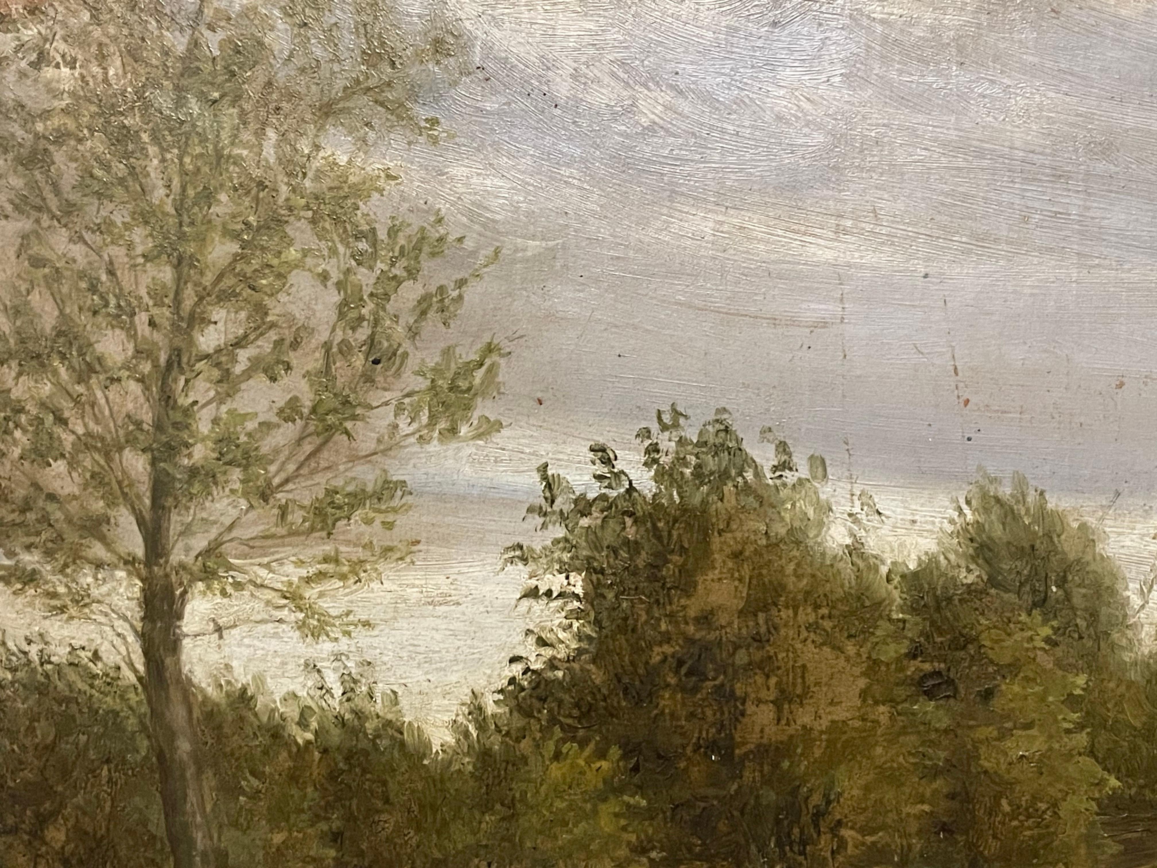 19th Century Late 19th century antique landscape oil painting with motive from Hørsholm For Sale