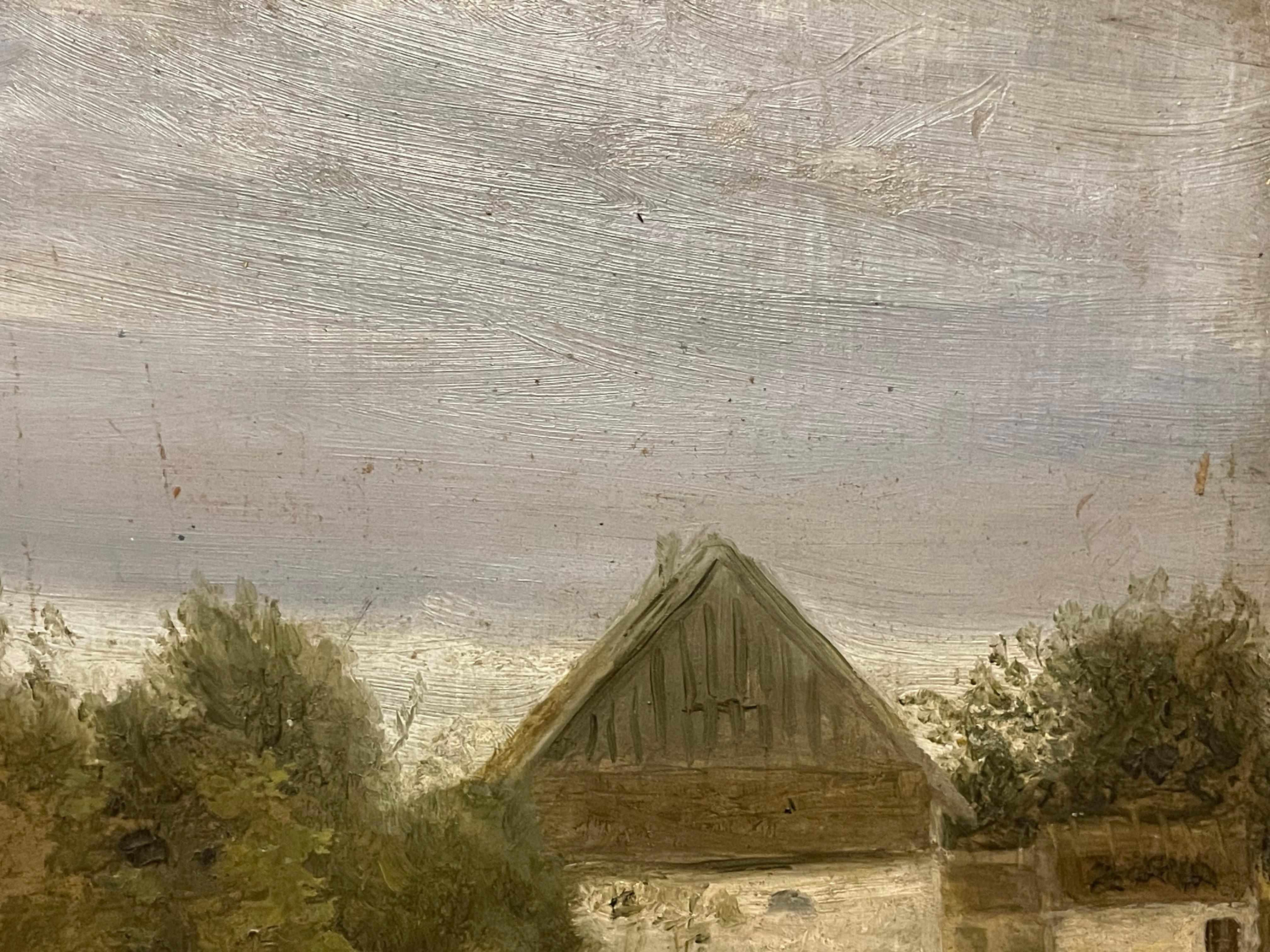 Paint Late 19th century antique landscape oil painting with motive from Hørsholm For Sale