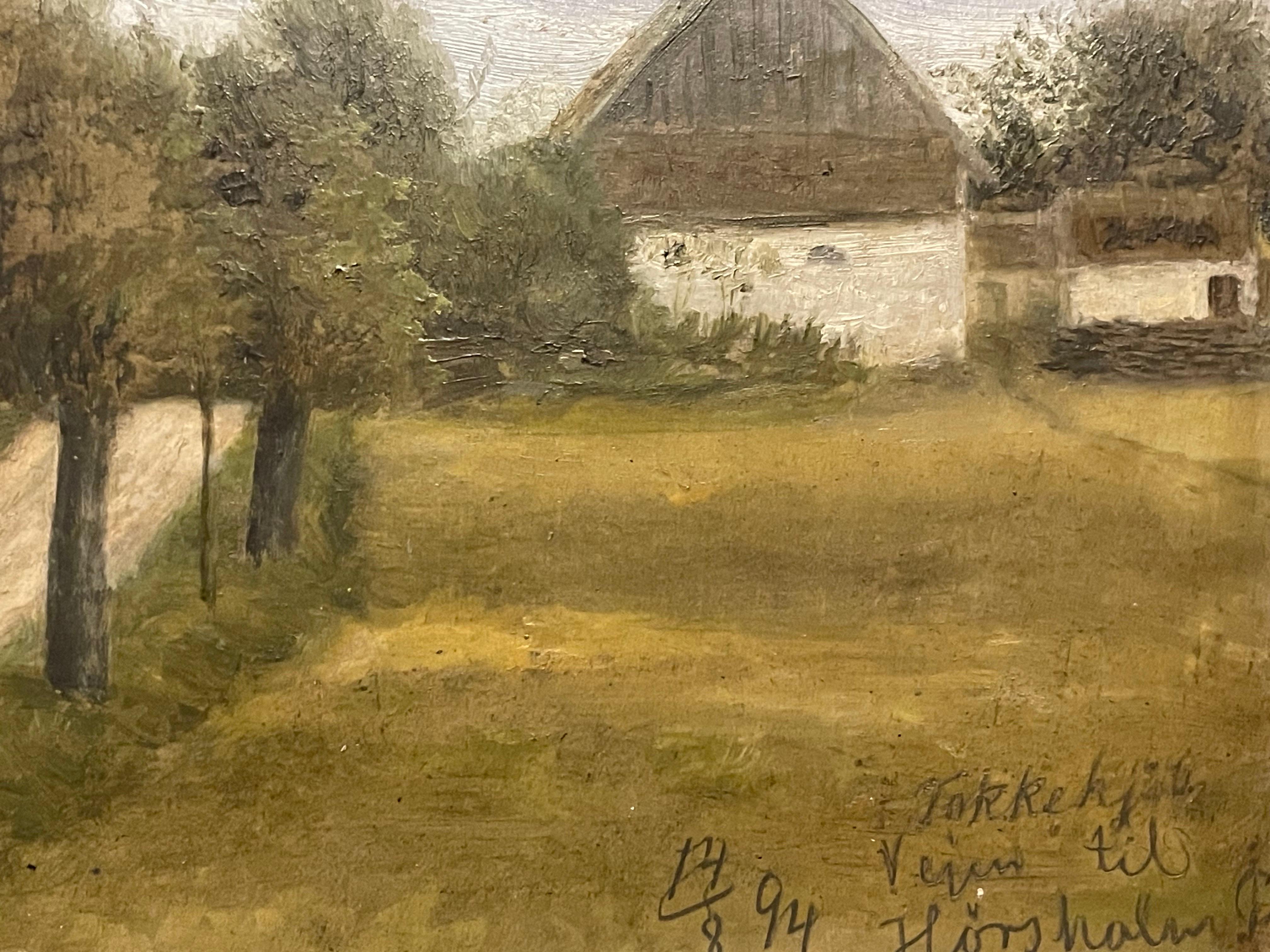 Late 19th century antique landscape oil painting with motive from Hørsholm For Sale 1