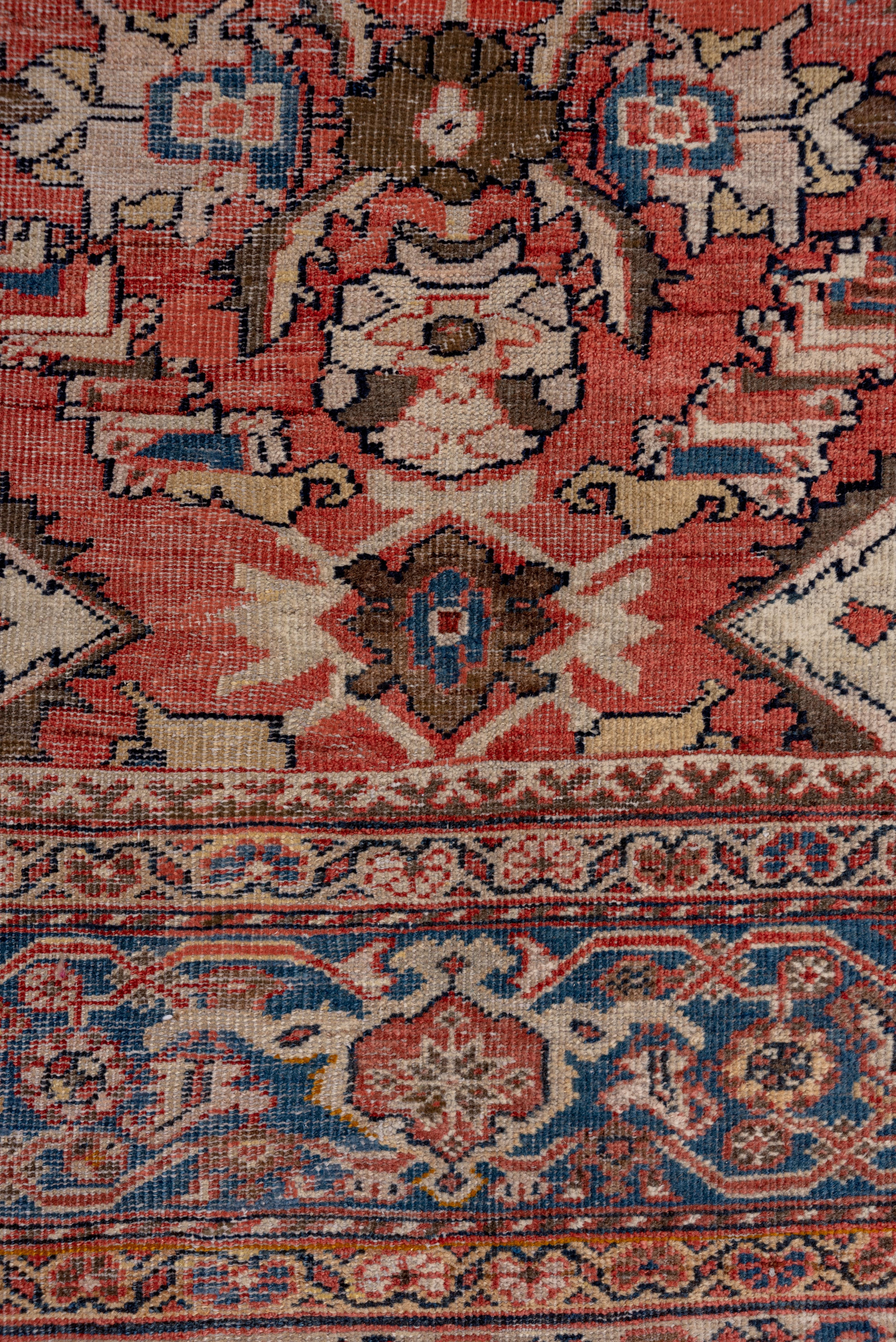 19th Century Red Antique Persian Sultanabad Carpet For Sale