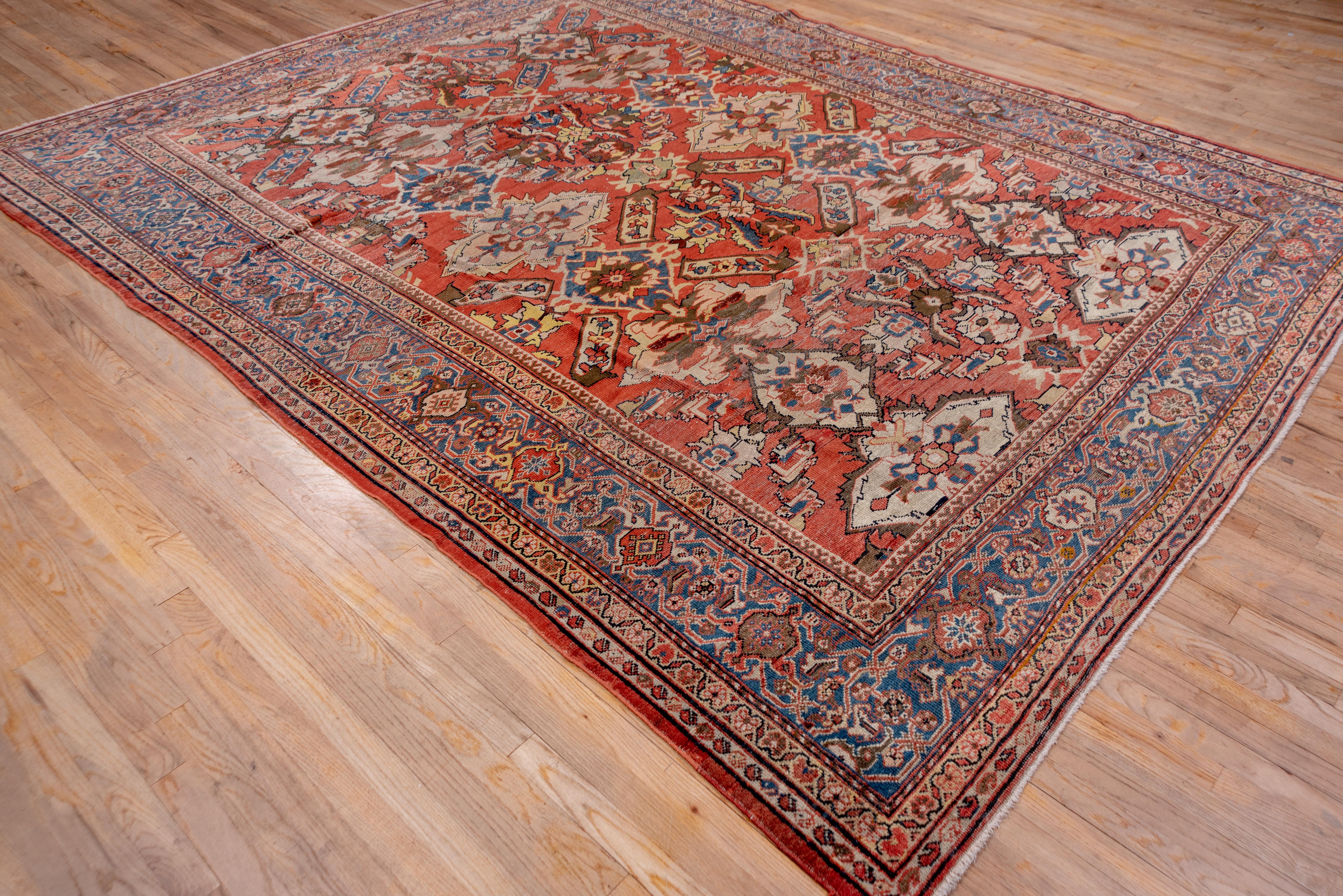Wool Red Antique Persian Sultanabad Carpet For Sale