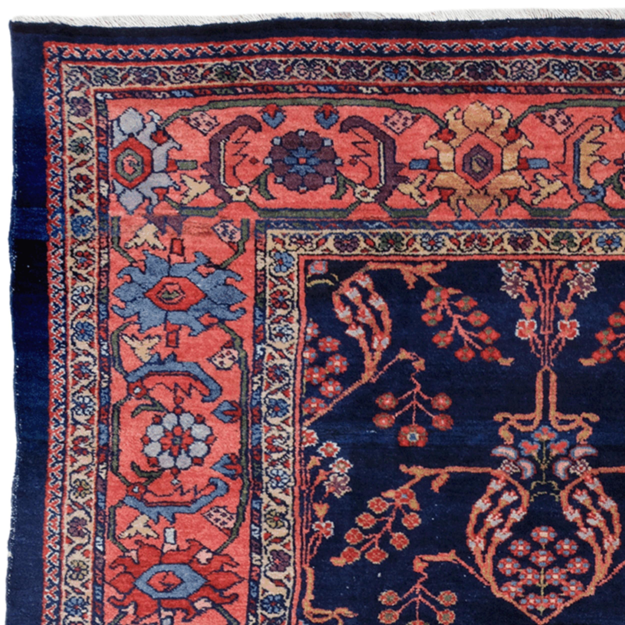 Lana Tappeto Mahal antico della fine del XIX secolo