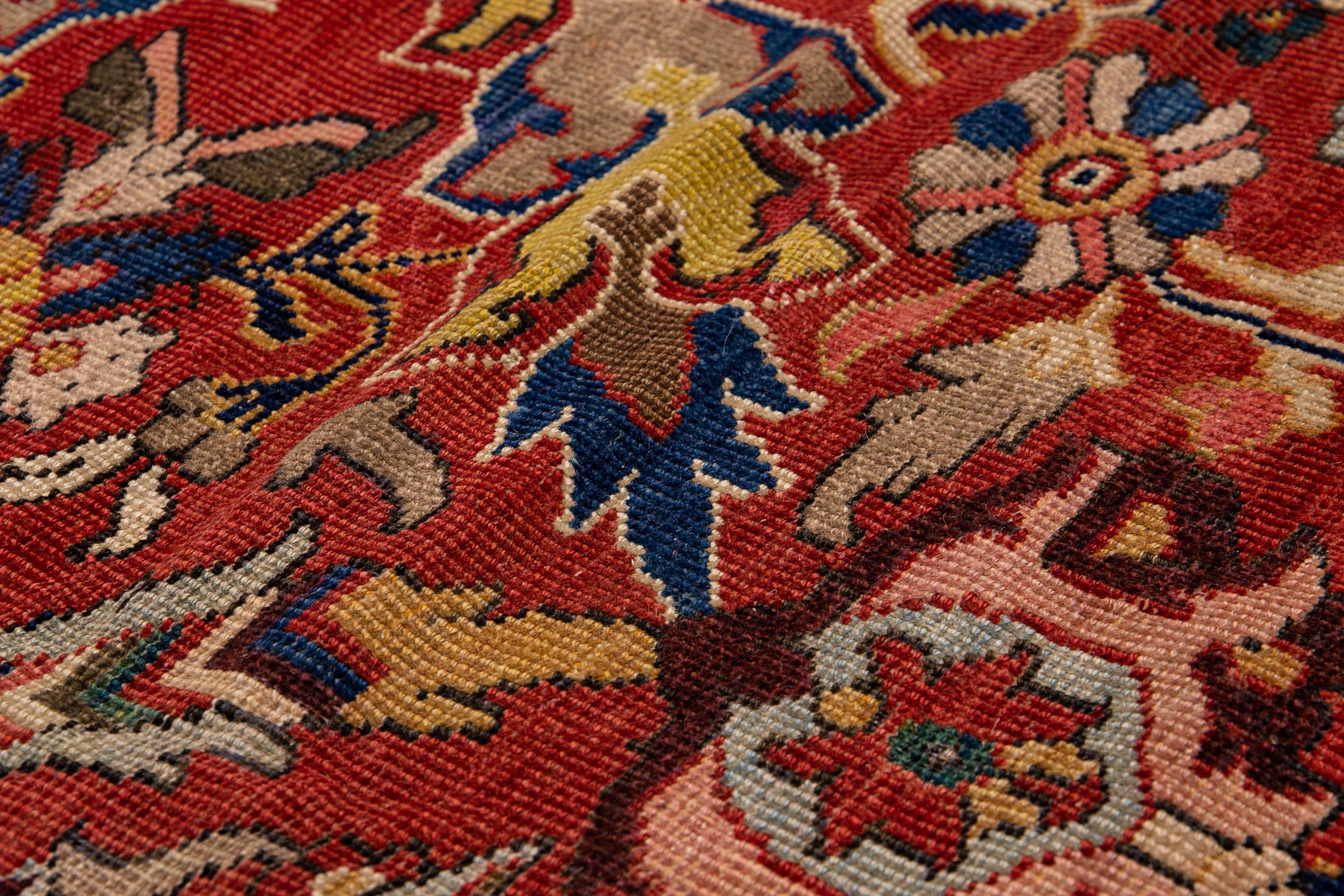 Late 19th Century Antique Mahal Handmade Allover Floral Rust Oversize Wool Rug For Sale 5