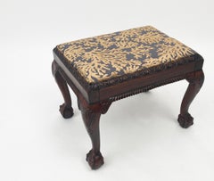 Late 19th Century Antique Mahogany Chippendale Upholstered Bench