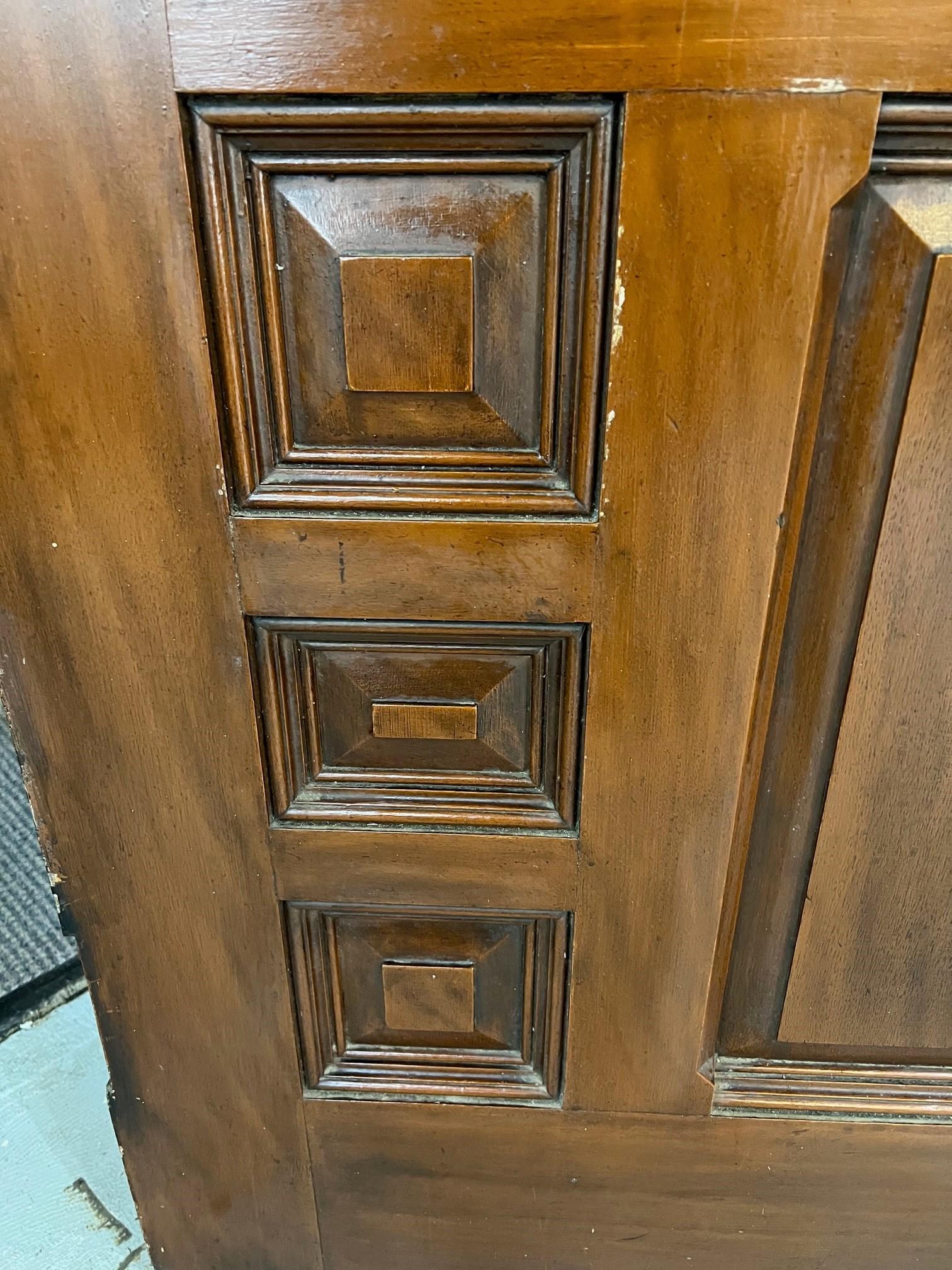 Late 19th Century Antique Mahogany Entrance Door with Beveled Glass Panels For Sale 1