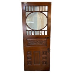 Late 19th Century Antique Mahogany Entrance Door with Beveled Glass Panels