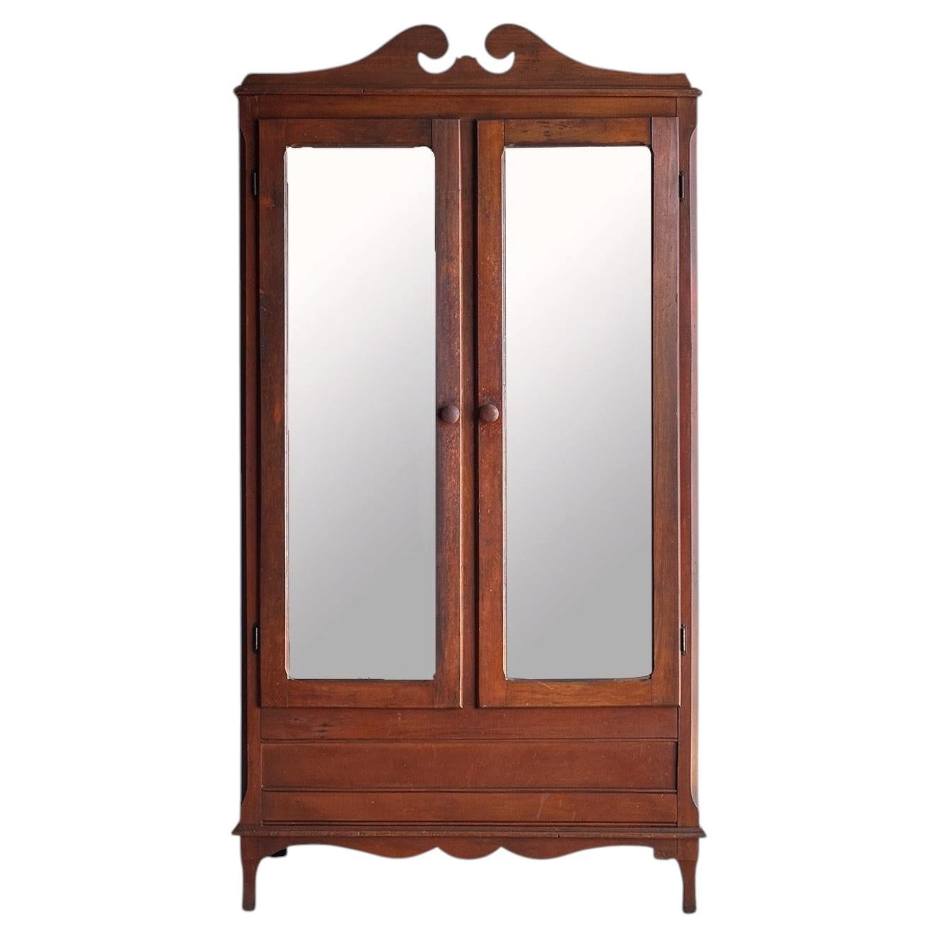 Late 19th Century Antique Mahogany Wardrobe Armoire with Original Mirrors