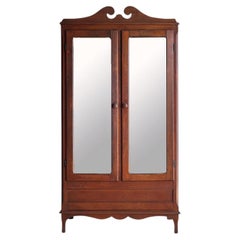 Late 19th Century Antique Mahogany Wardrobe Armoire with Original Mirrors
