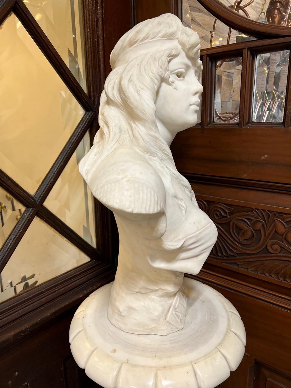  Late 19th Century Antique Marble Bust Atala Signed A. Piazza Carrara For Sale 6
