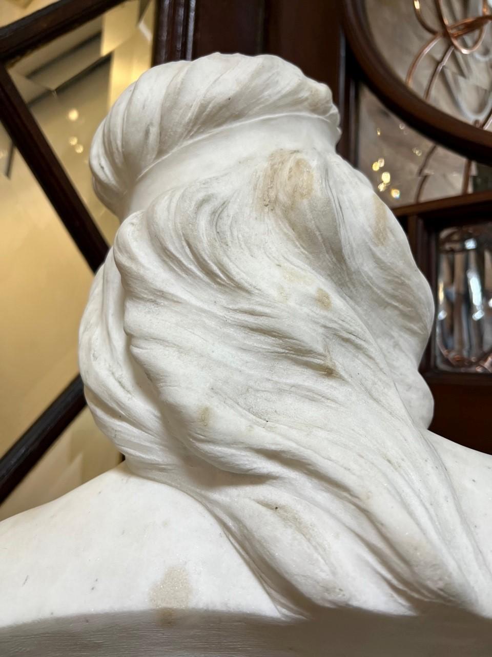  Late 19th Century Antique Marble Bust Atala Signed A. Piazza Carrara For Sale 7