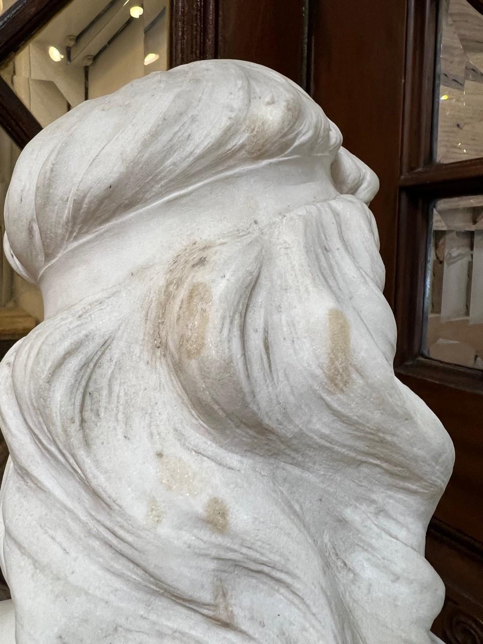 Late 19th Century Antique Marble Bust Atala Signed A. Piazza Carrara For Sale 8